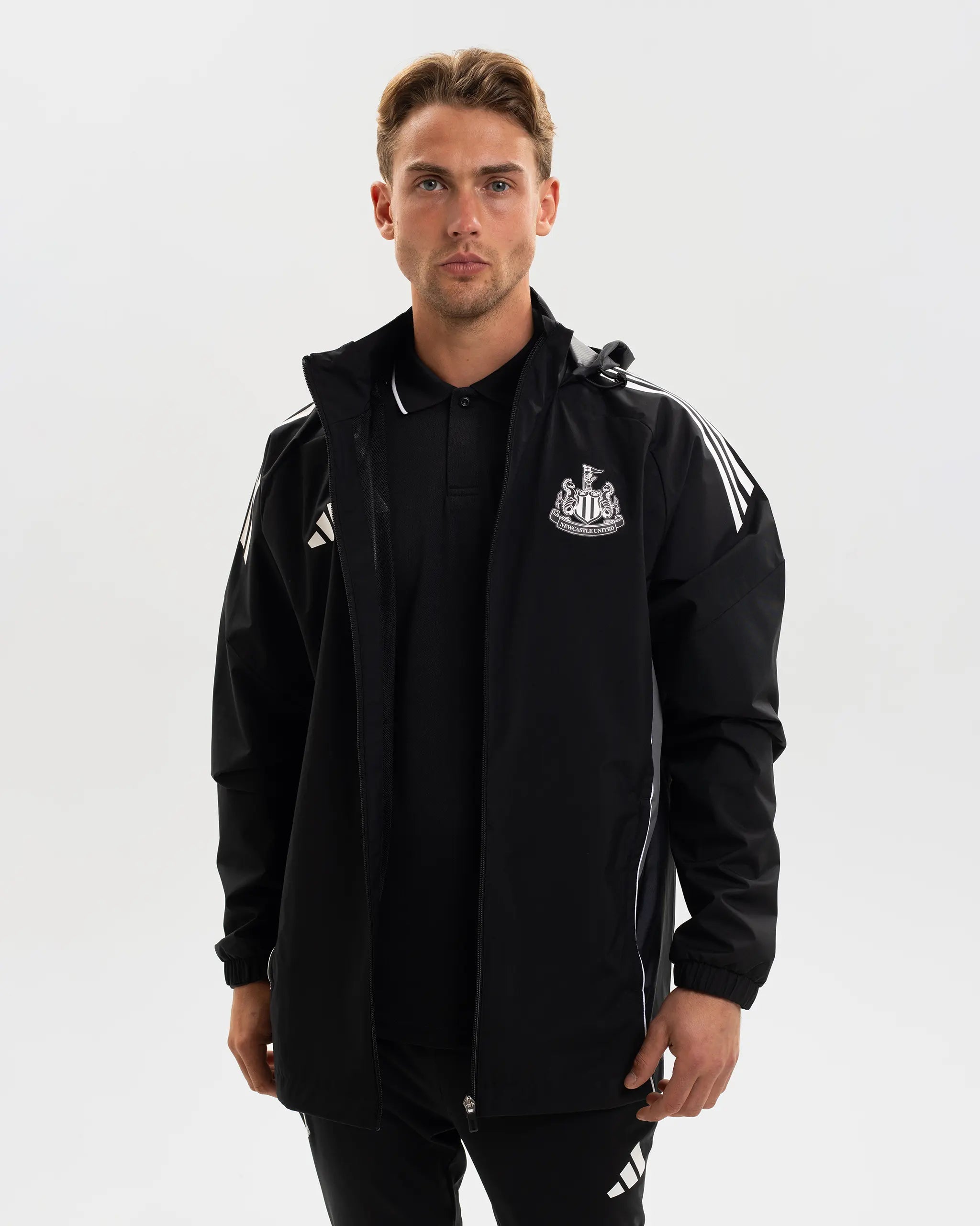 Newcastle United adidas 25/26 Coach's Black Edition Range All Weather Jacket