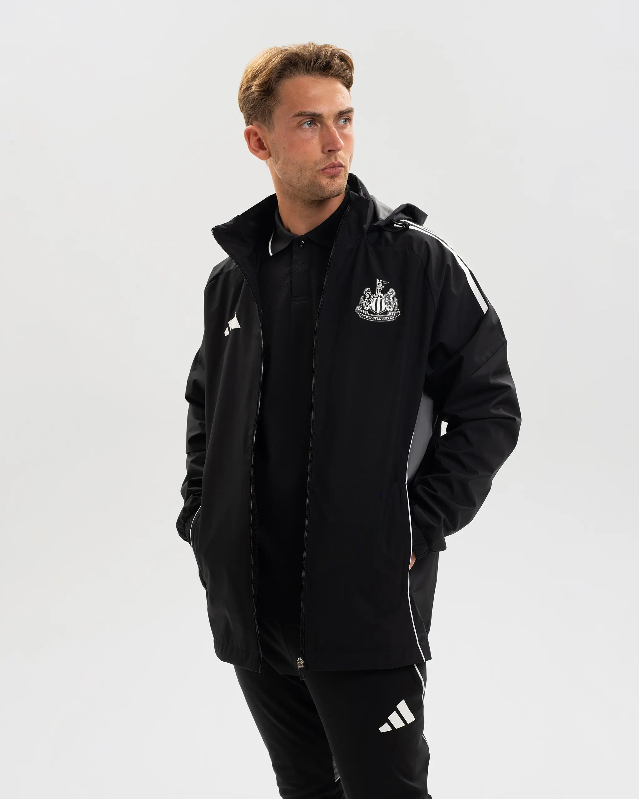 Newcastle United adidas 25/26 Coach's Black Edition Range All Weather Jacket