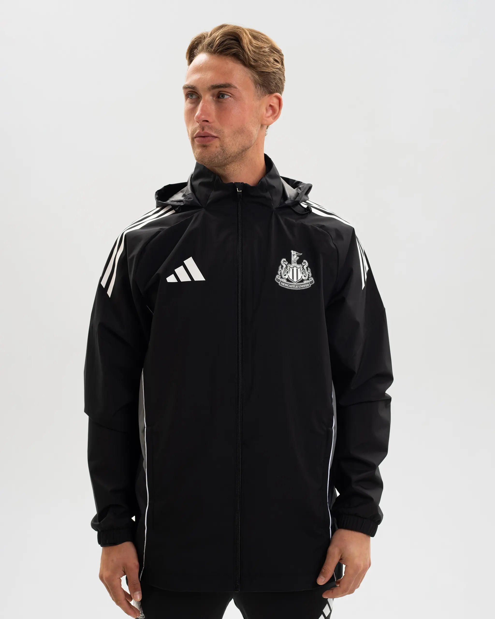Newcastle United adidas 25/26 Coach's Black Edition Range All Weather Jacket
