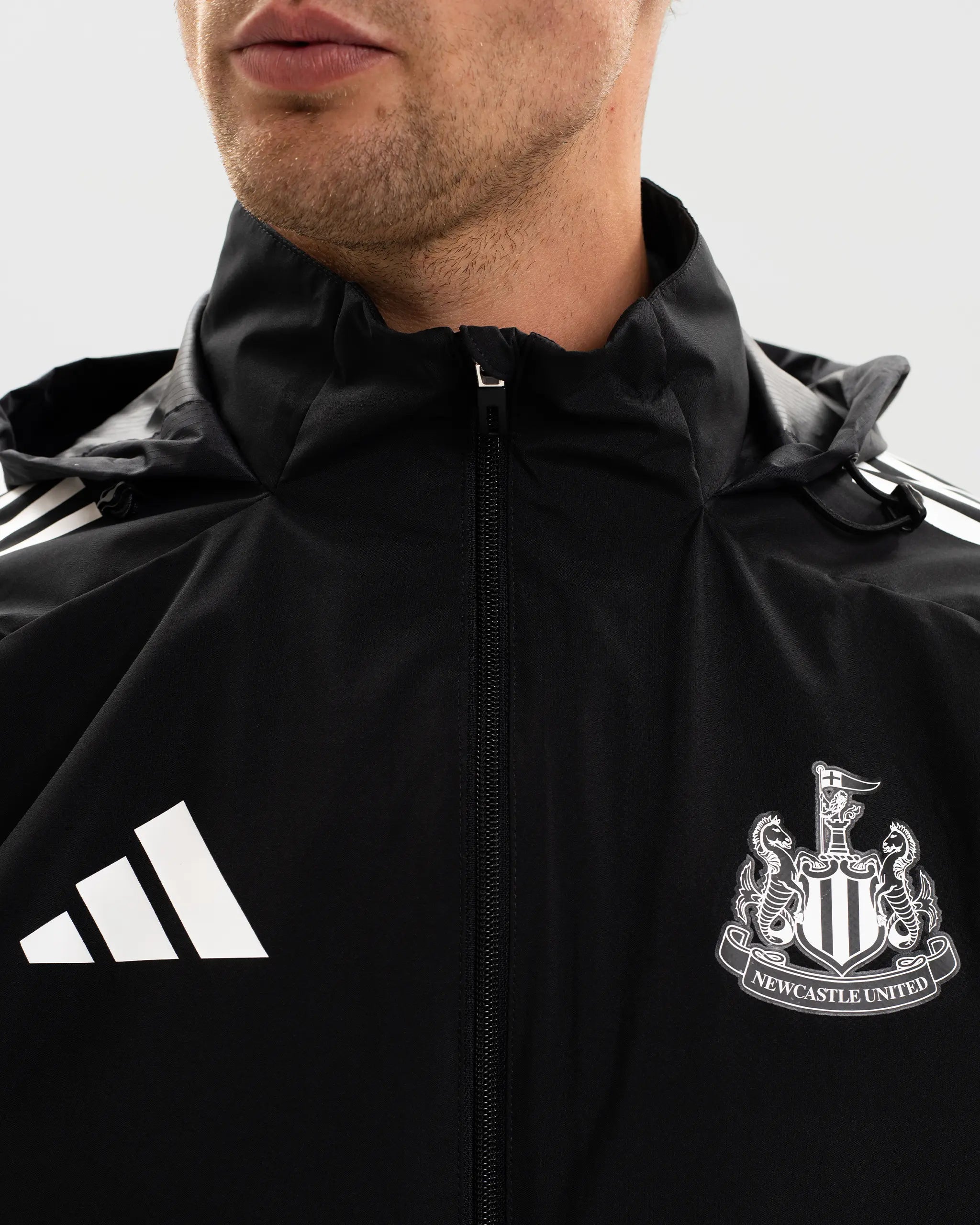 Newcastle United adidas 25/26 Coach's Black Edition Range All Weather Jacket