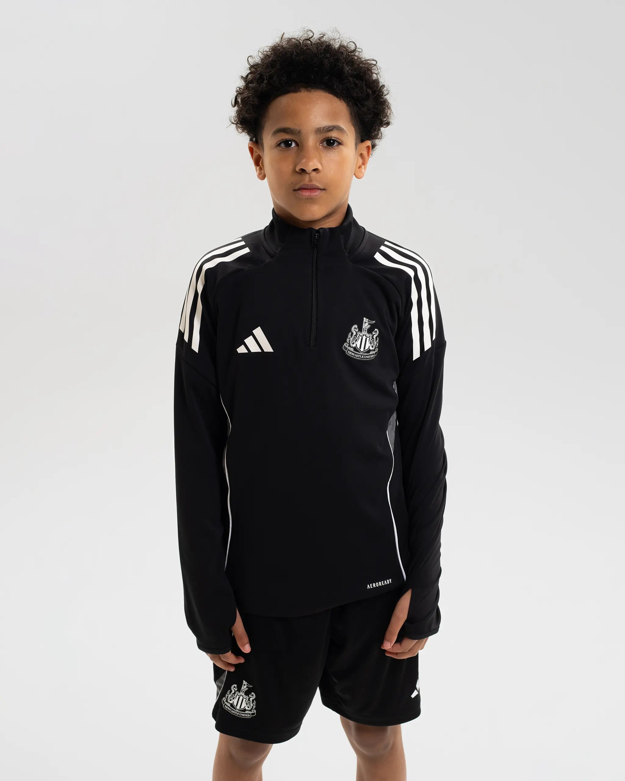 Newcastle United adidas 25/26 Coach's Black Edition Kids' 1/4 Zip Training Top
