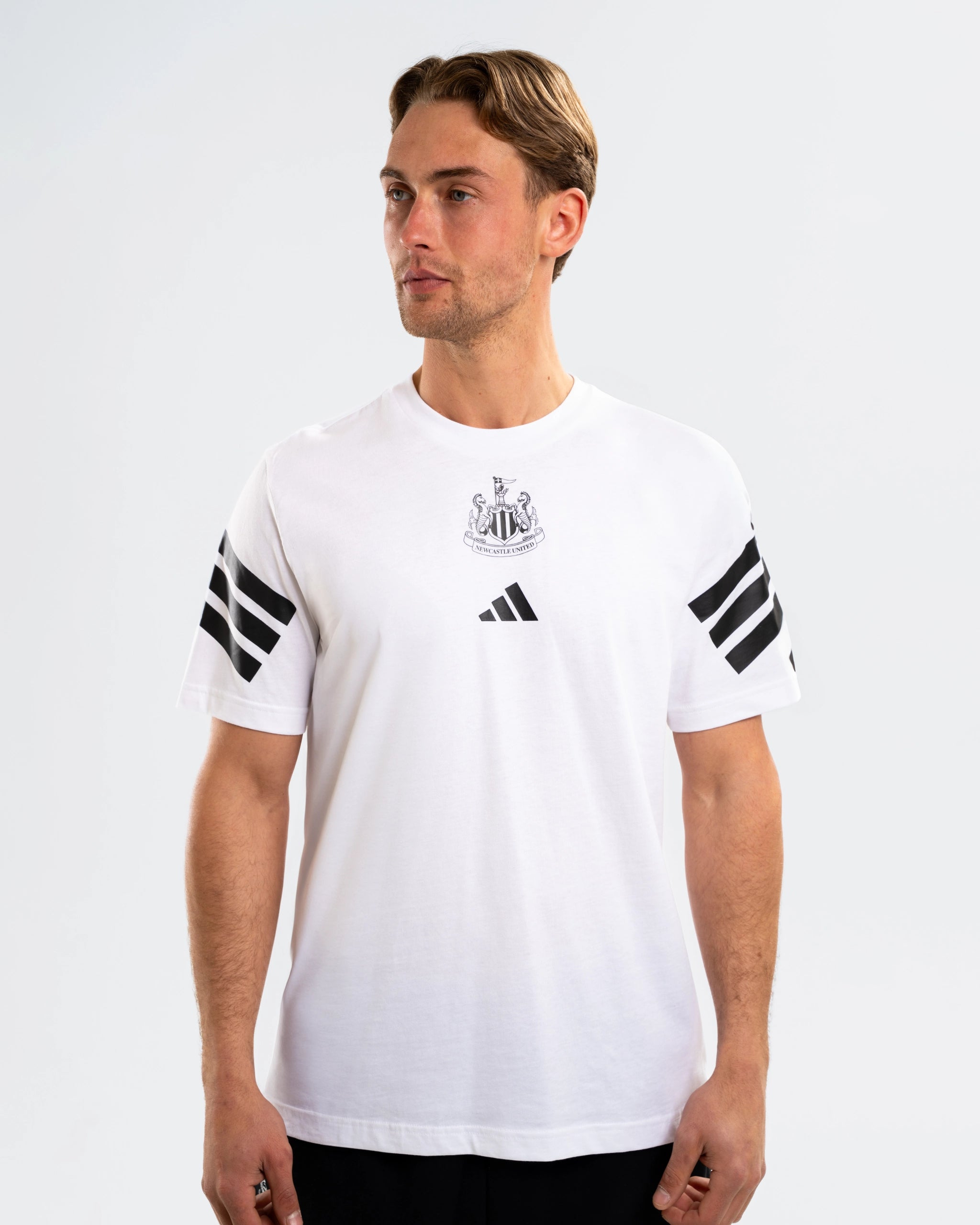 Newcastle United adidas 3-Stripe White Tee