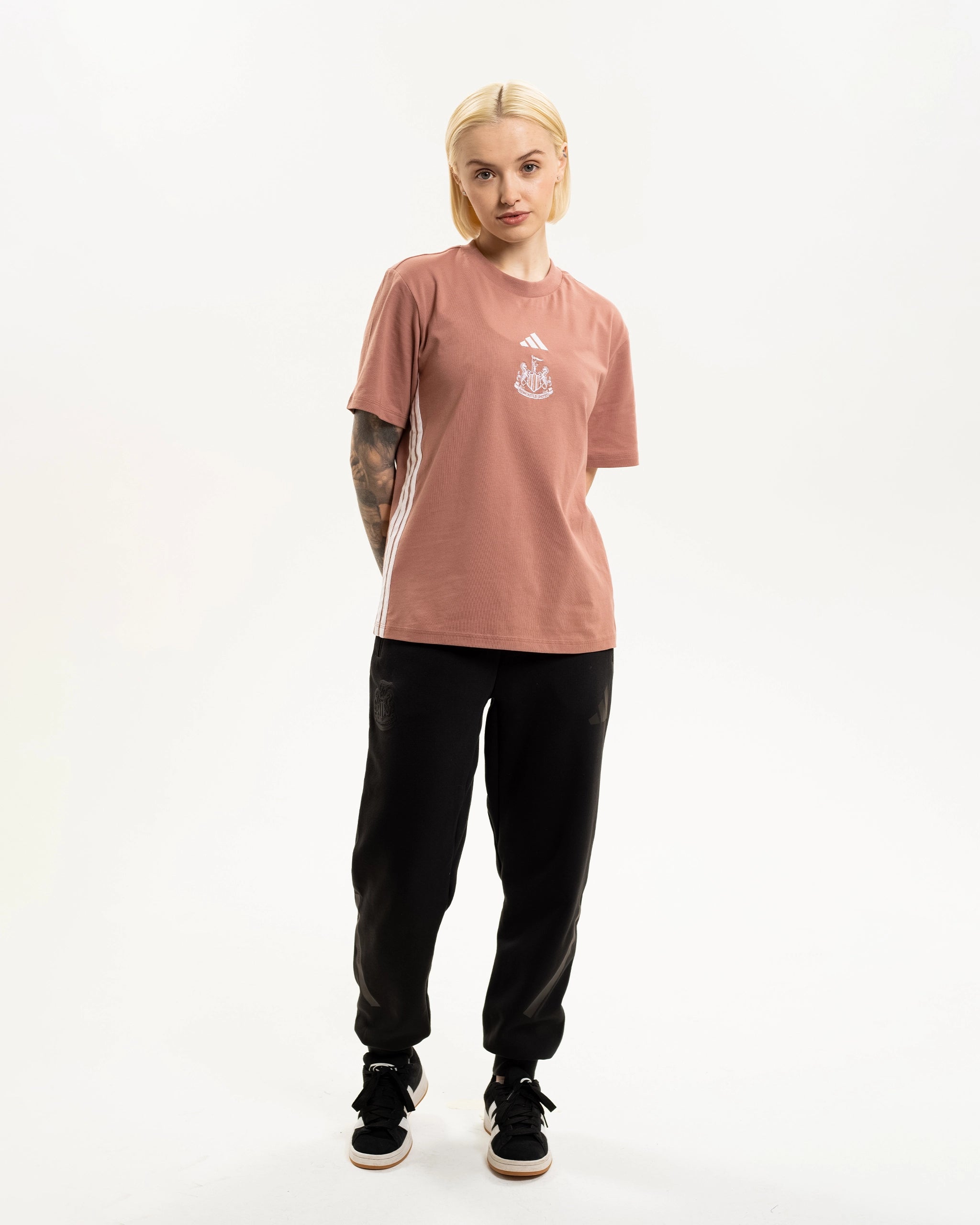 Newcastle United adidas Women's 3-Stripe Warm Clay T-Shirt