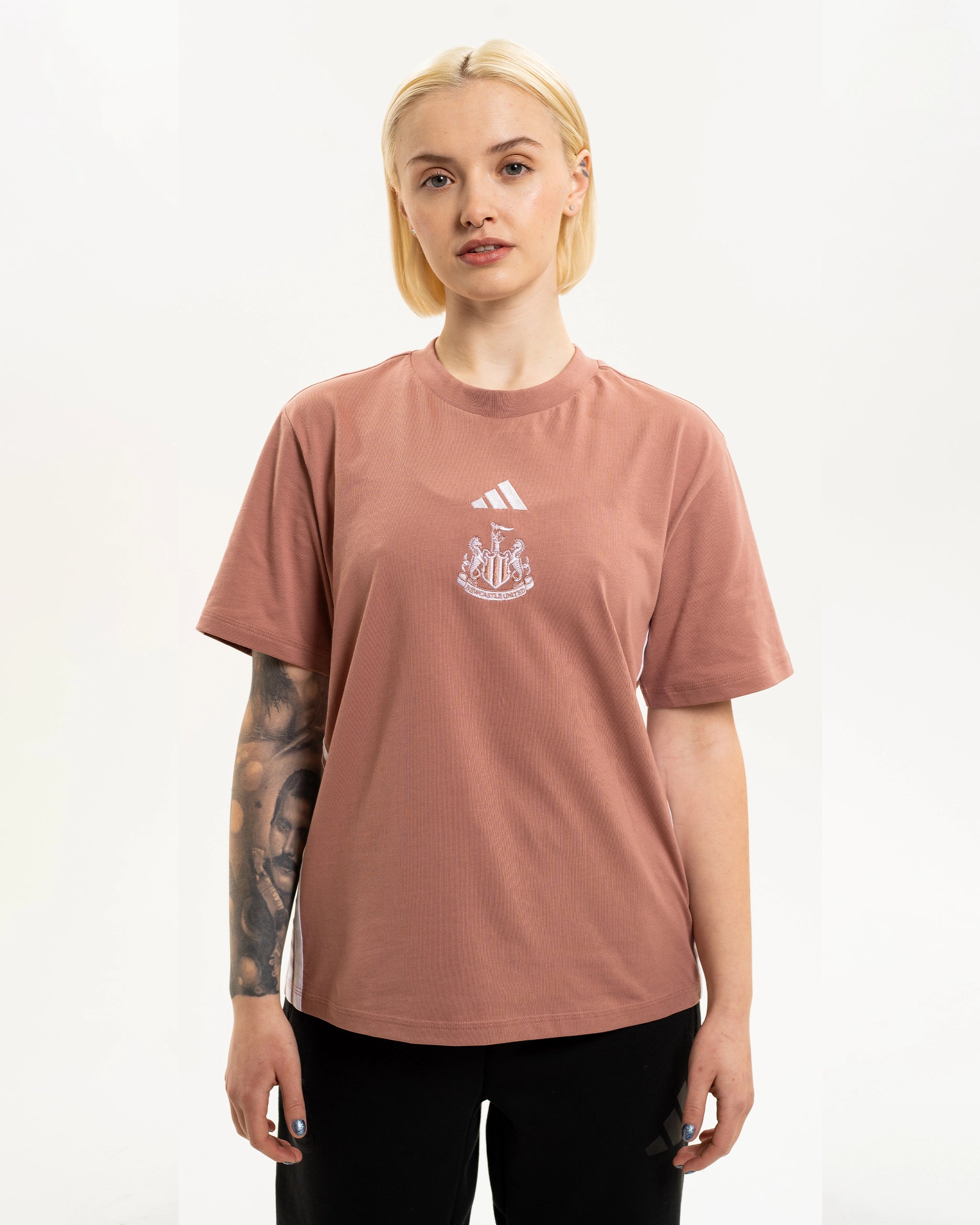 Newcastle United adidas Women's 3-Stripe Warm Clay T-Shirt