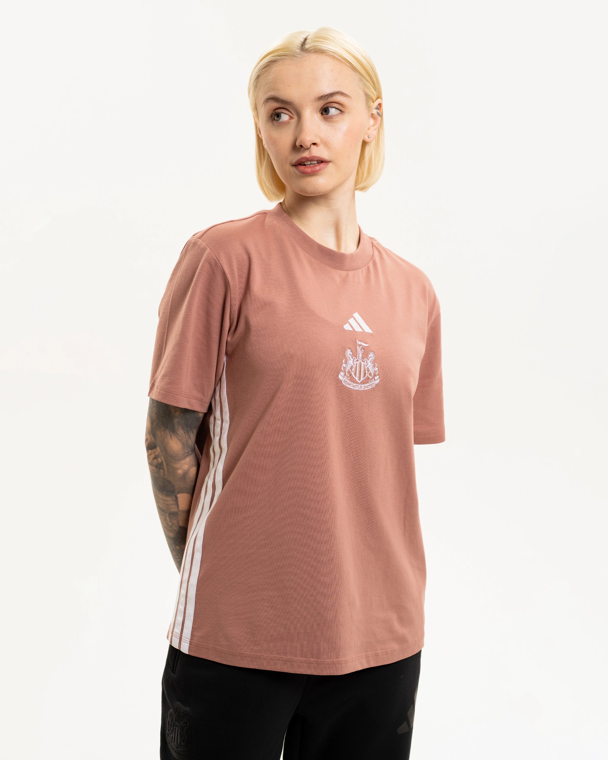 Newcastle United adidas Women's 3-Stripe Warm Clay T-Shirt