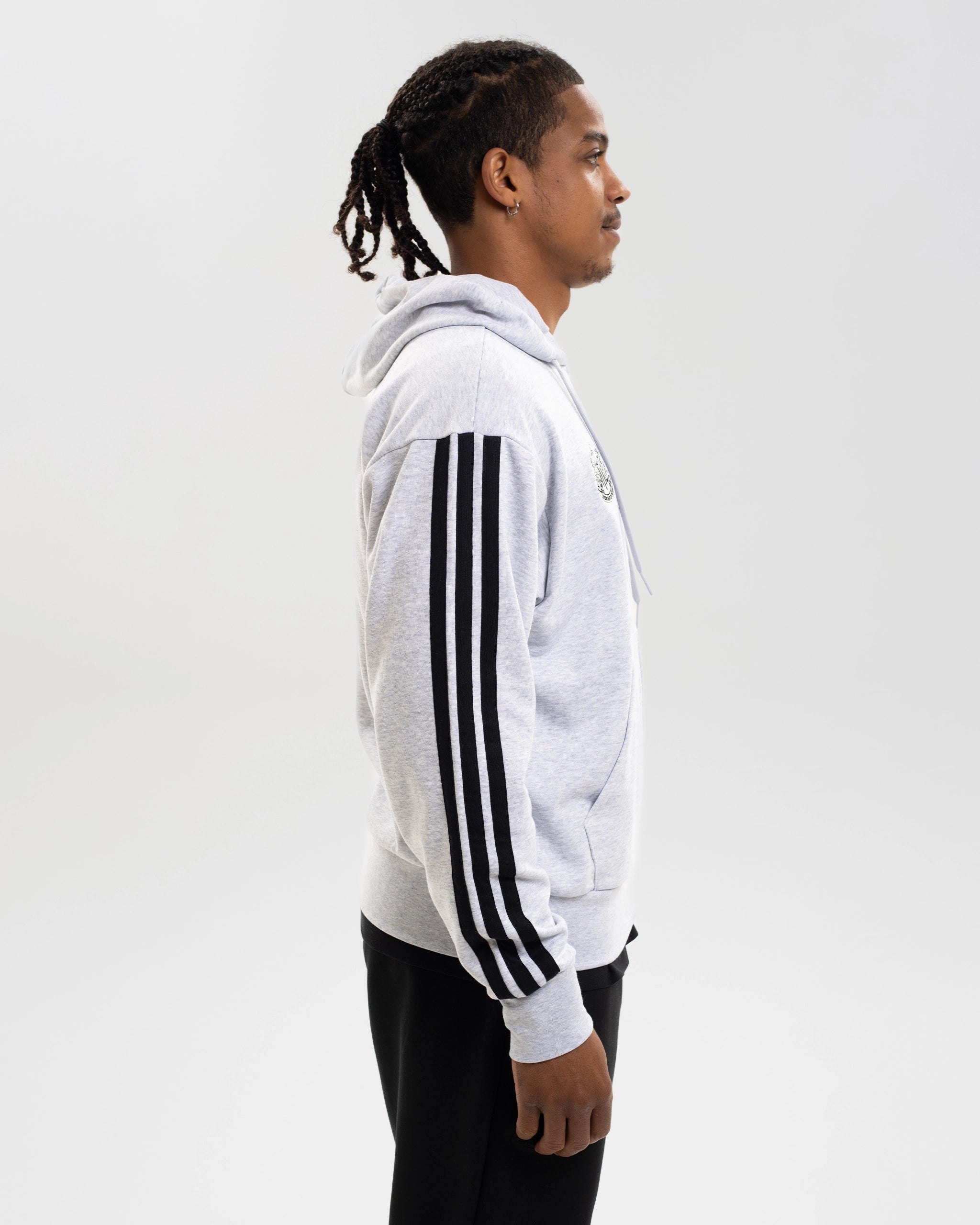 Newcastle United adidas Men's 3-Stripe Light Grey Full Zip Hoodie