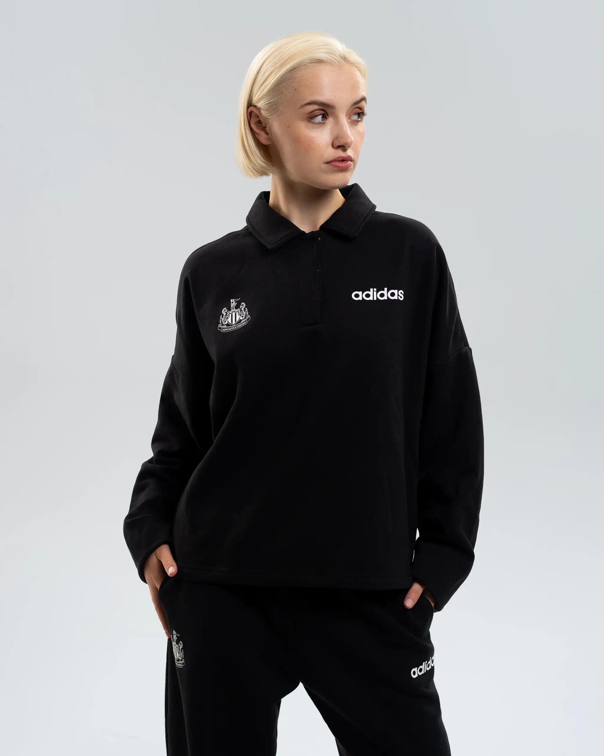 Newcastle United adidas Women's Black Long Sleeved Polo