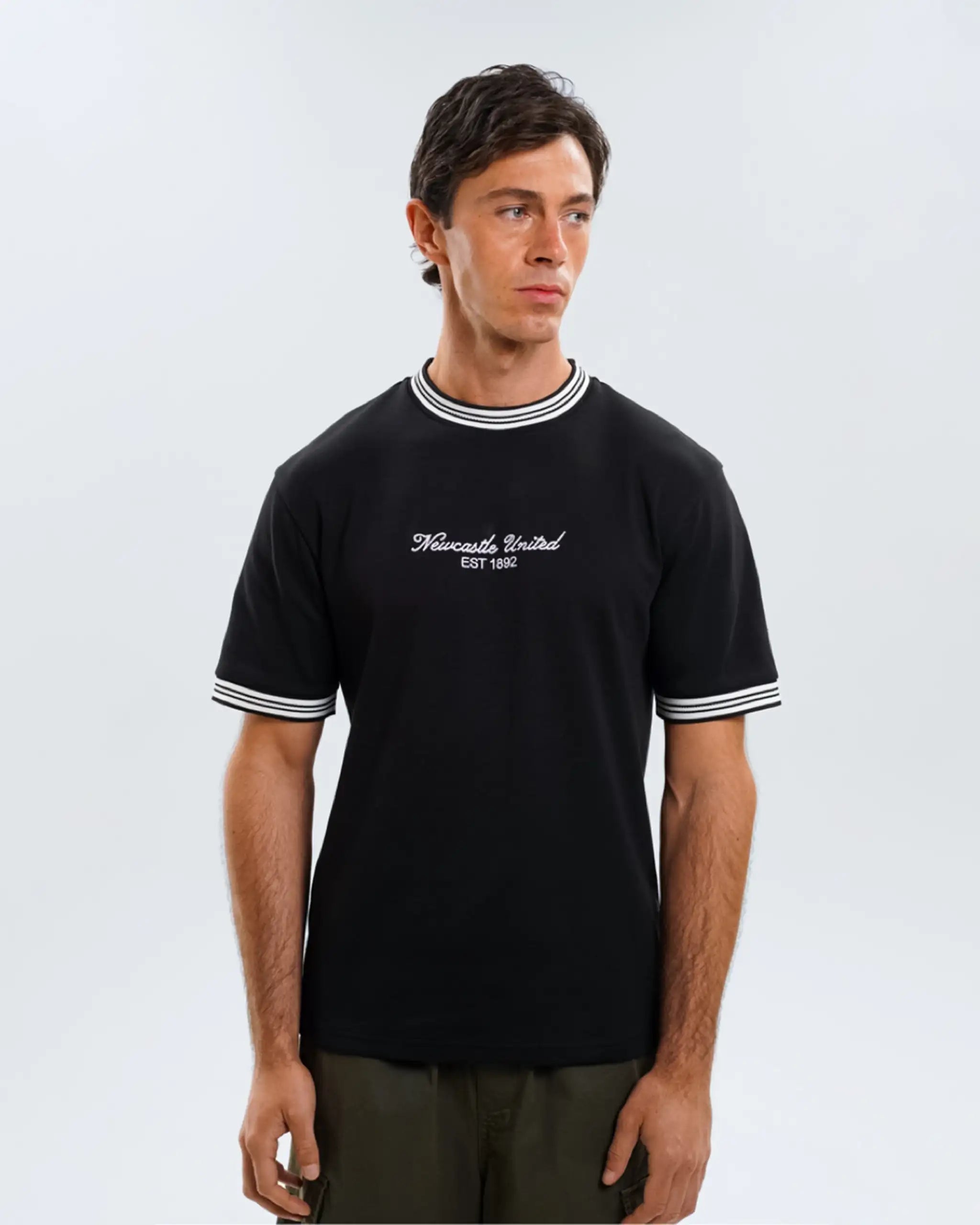 Newcastle United Men's Black Waffle Ribbed T-Shirt