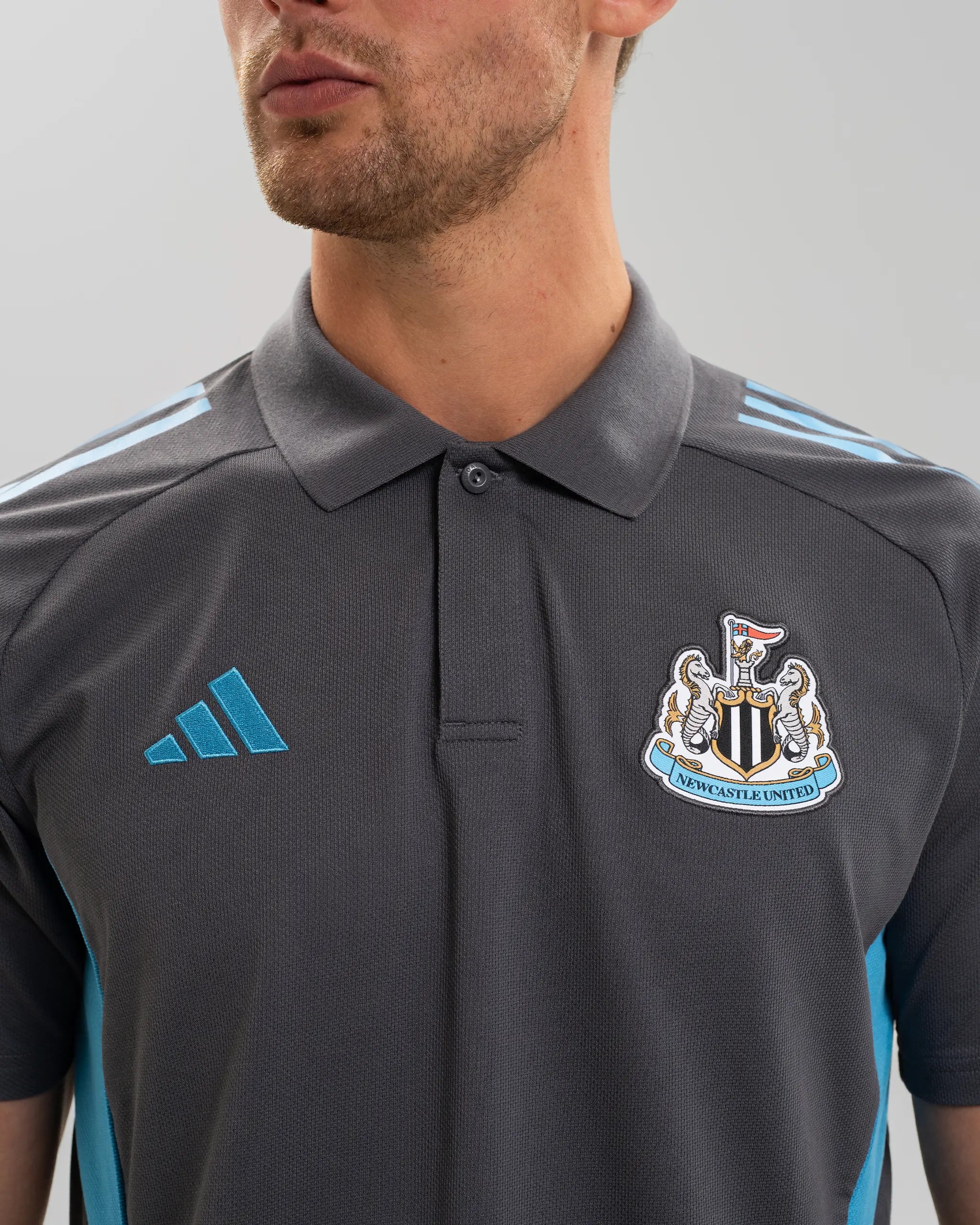 Newcastle United adidas 25/26 Players Range Grey Polo Shirt
