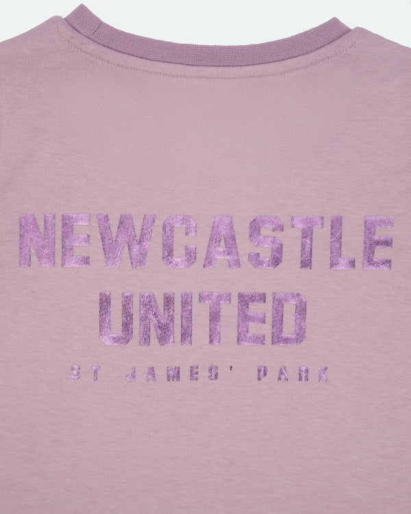 Newcastle United Girl's Lilac T-Shirt With Shimmer Crest