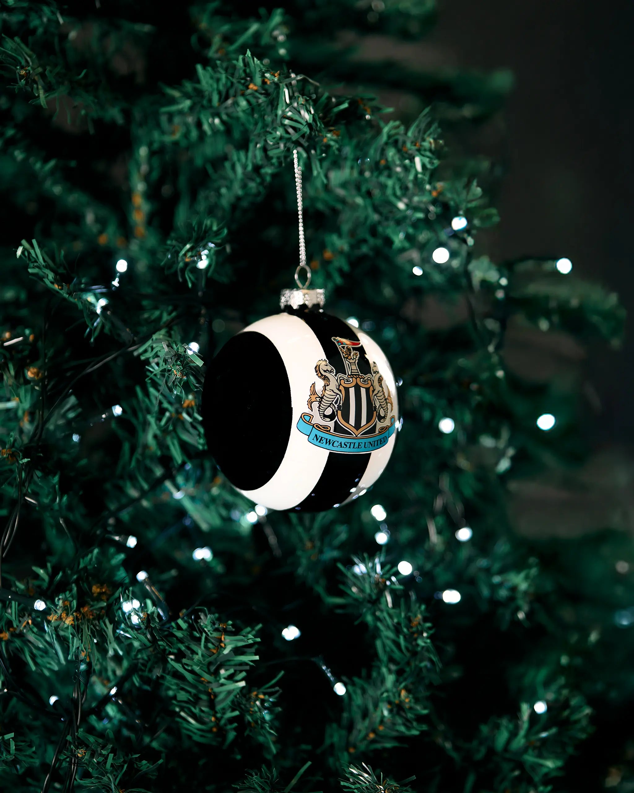 Newcastle United Large Glass Christmas Bauble