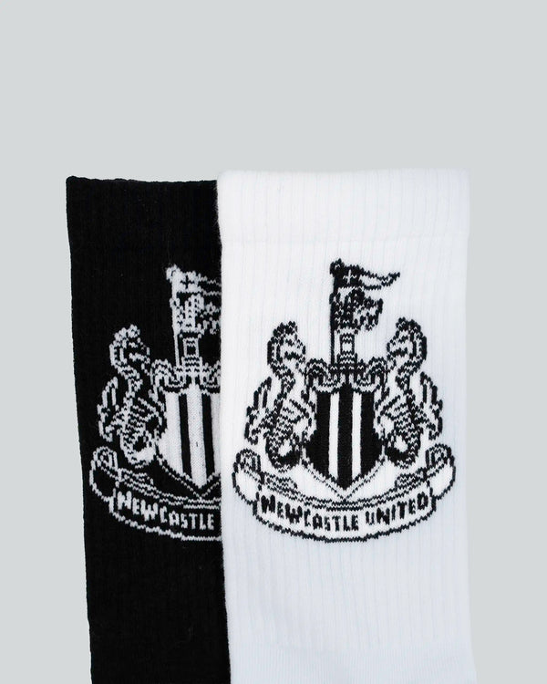 Newcastle United 2 Pack Black & White Crest Sports Socks