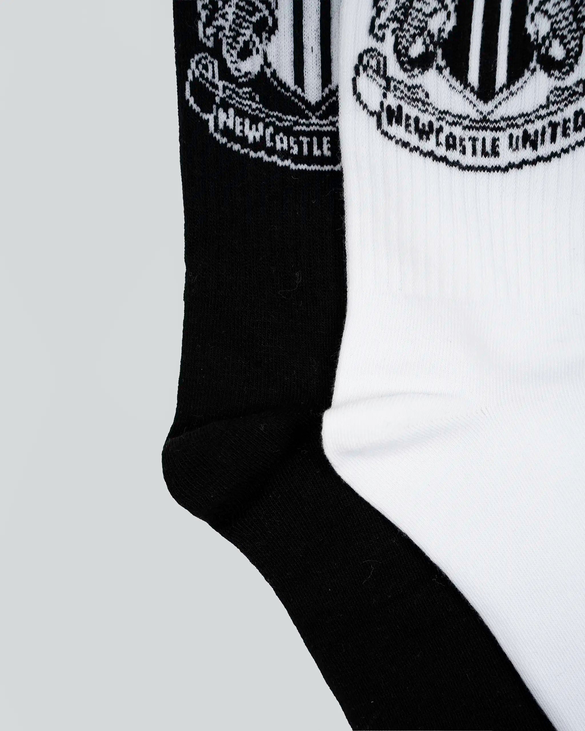 Newcastle United 2 Pack Black & White Crest Sports Socks
