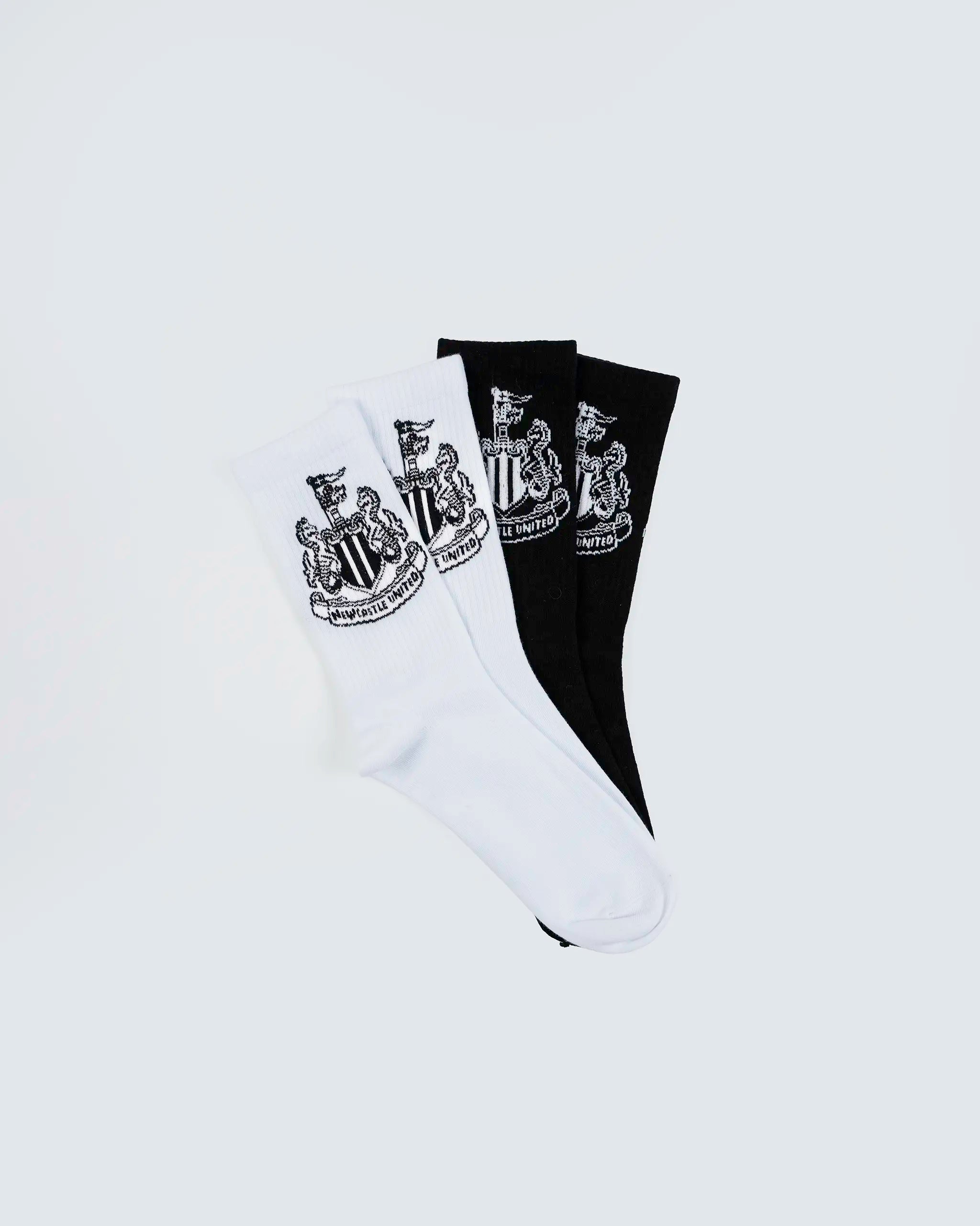 Newcastle United 2 Pack Black & White Crest Sports Socks