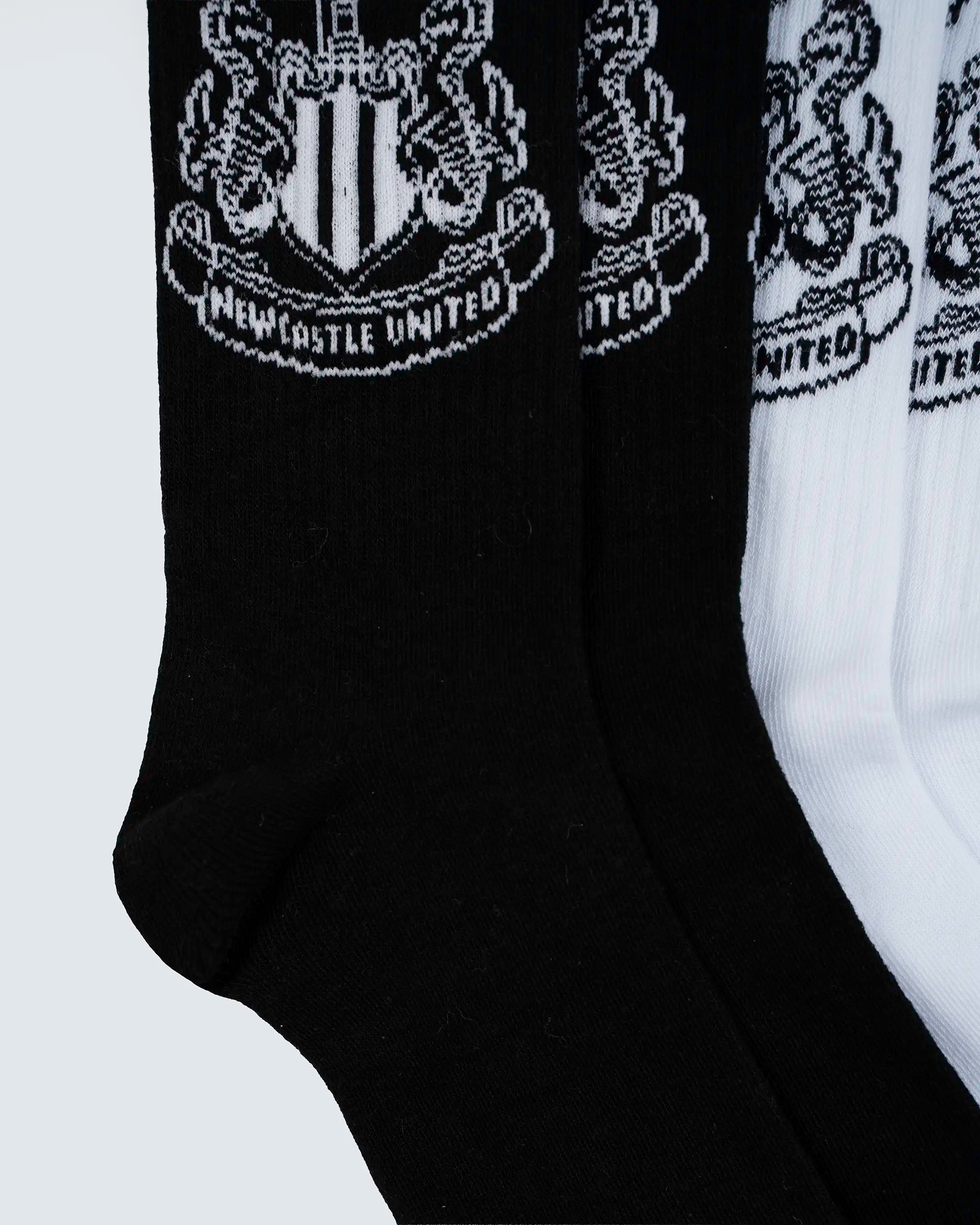 Newcastle United 2 Pack Black & White Crest Sports Socks