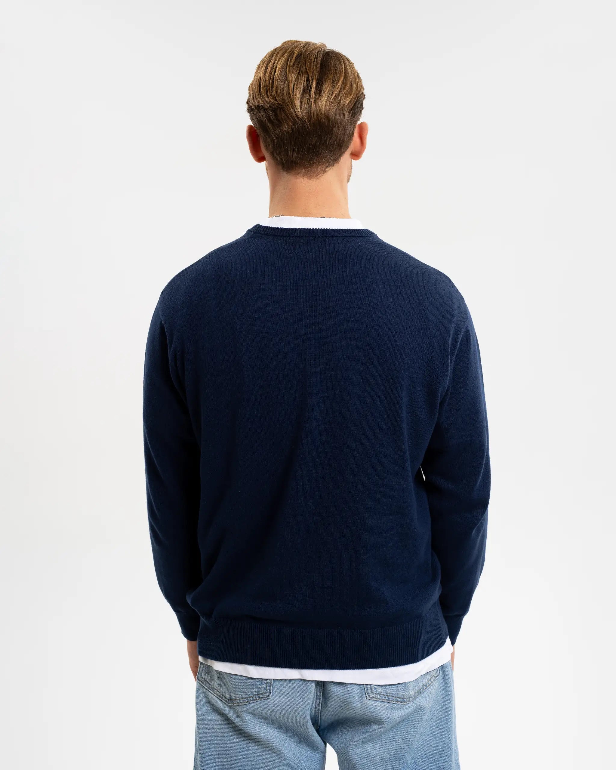 Newcastle United Men's Navy Crew Neck Knit Sweater