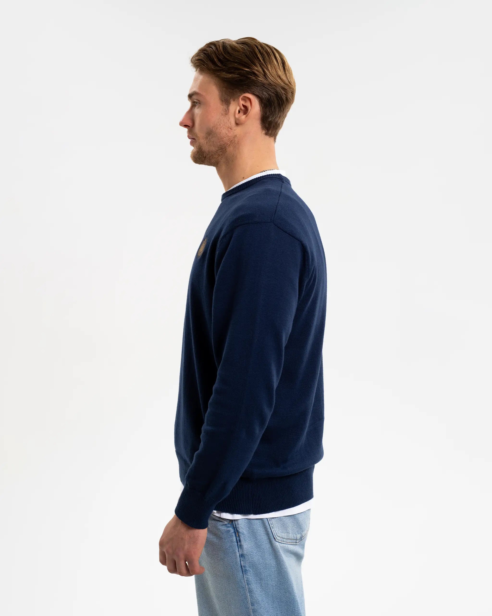 Newcastle United Men's Navy Crew Neck Knit Sweater