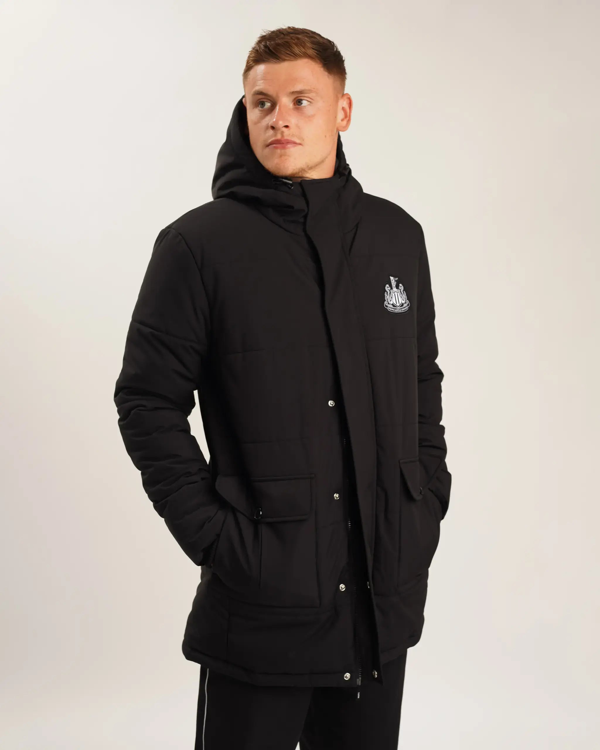 Long padded jacket black sales