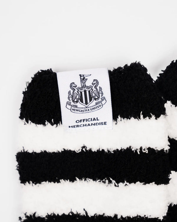 Newcastle United Black & White Striped Fluffy Sleep Socks