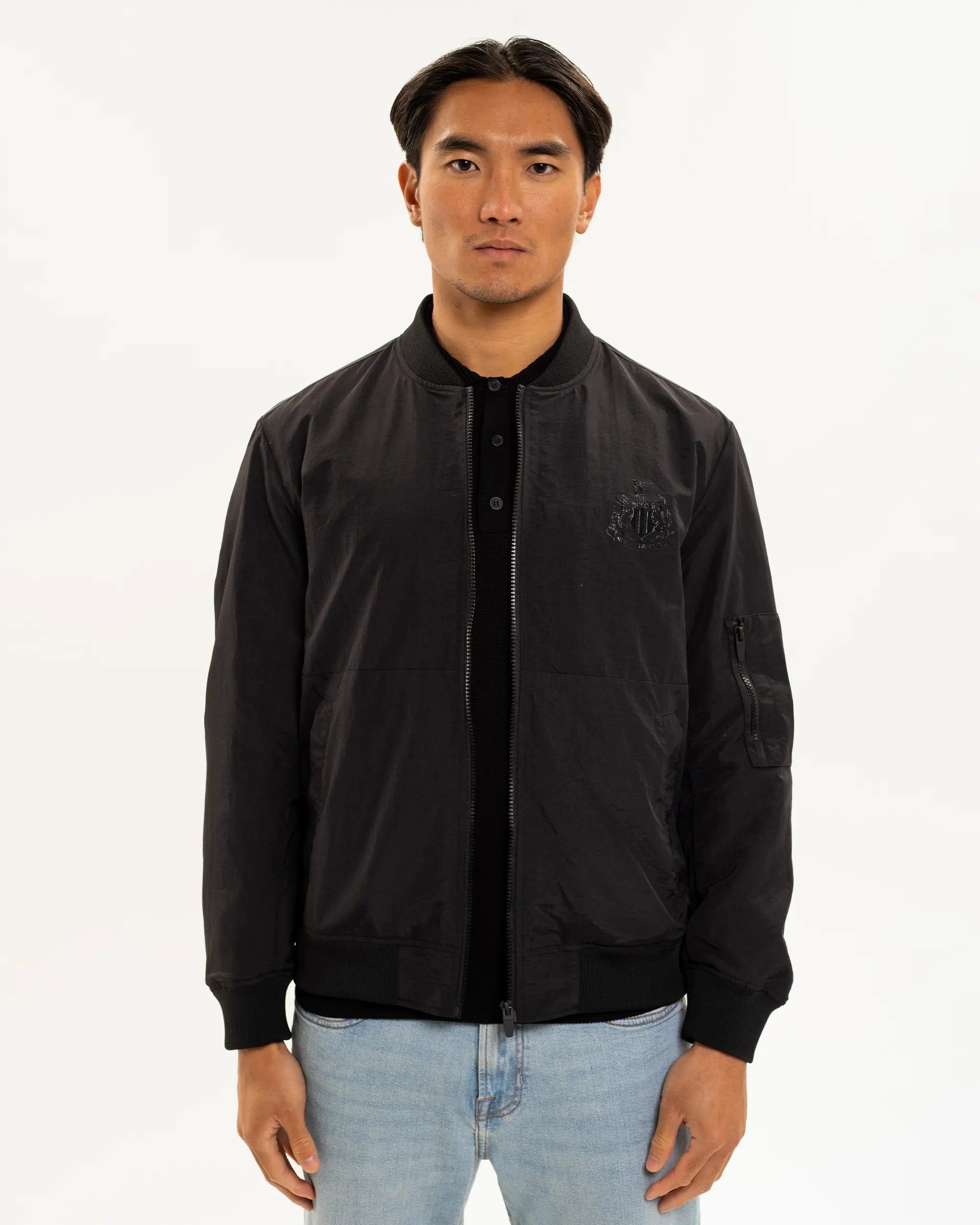 Newcastle United Men's Black Nylon Bomber Jacket