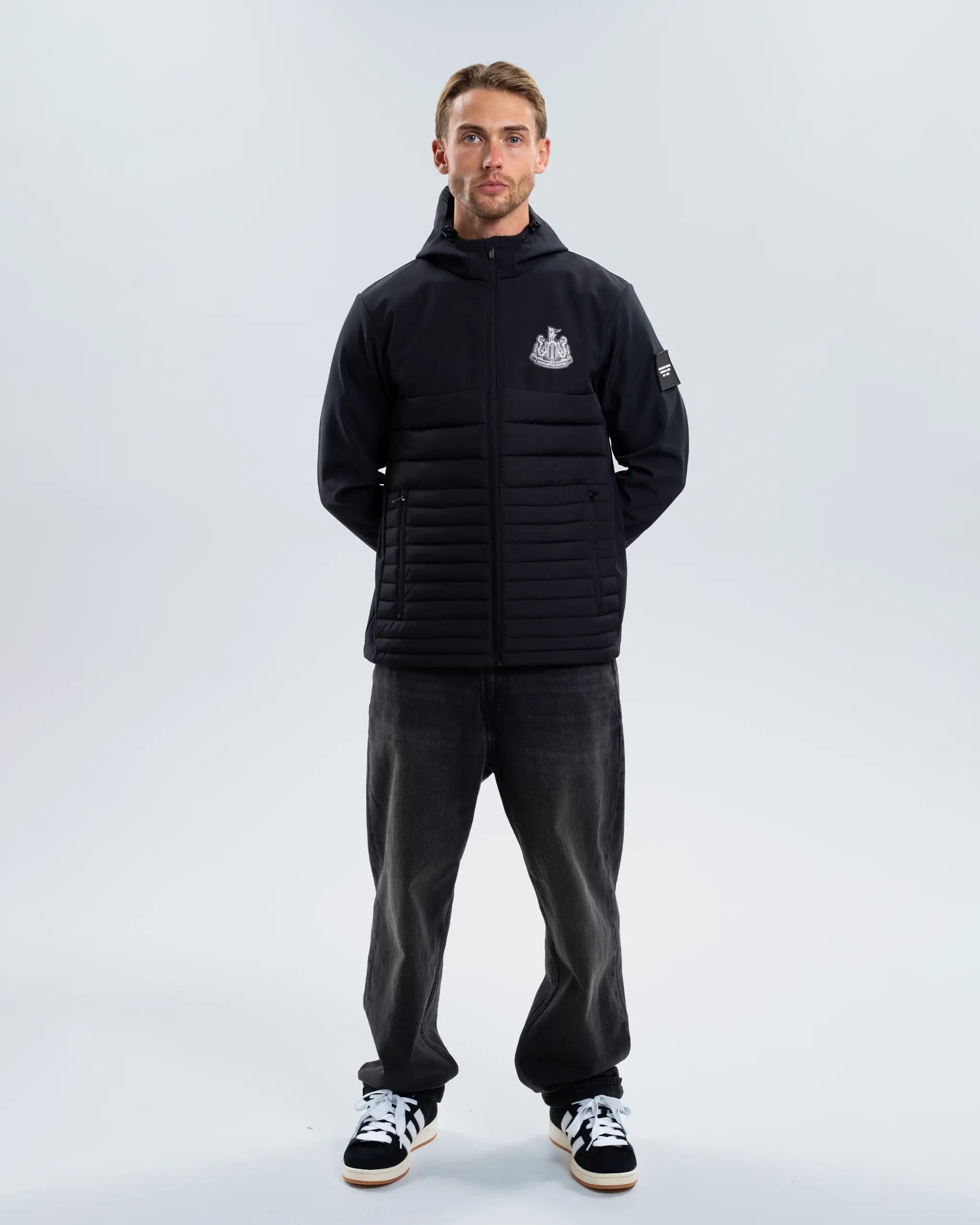 Newcastle United Black Hooded Hybrid Jacket