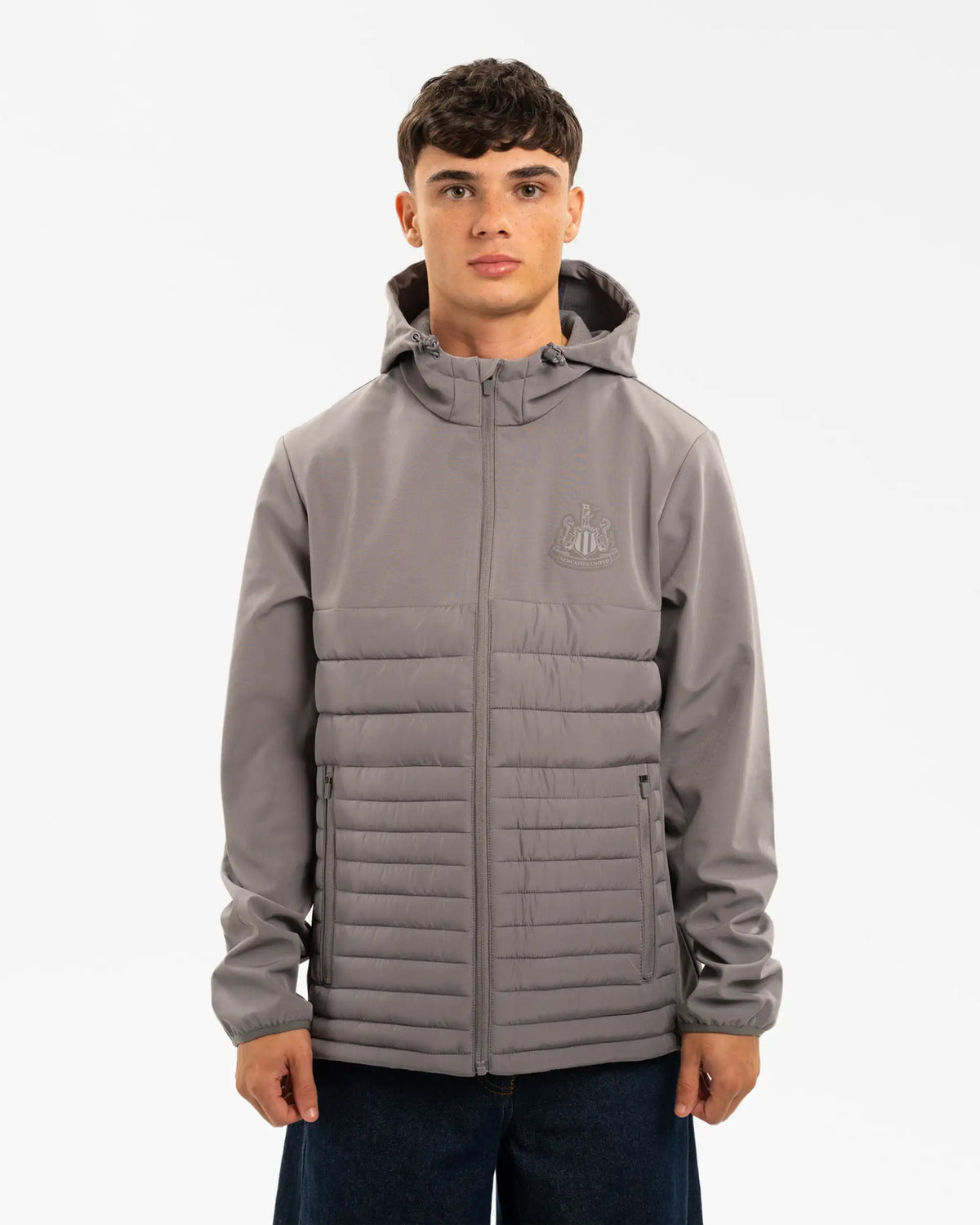Newcastle United Men's Grey Hooded Hybrid Jacket
