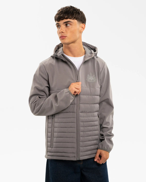 Newcastle United Men's Grey Hooded Hybrid Jacket
