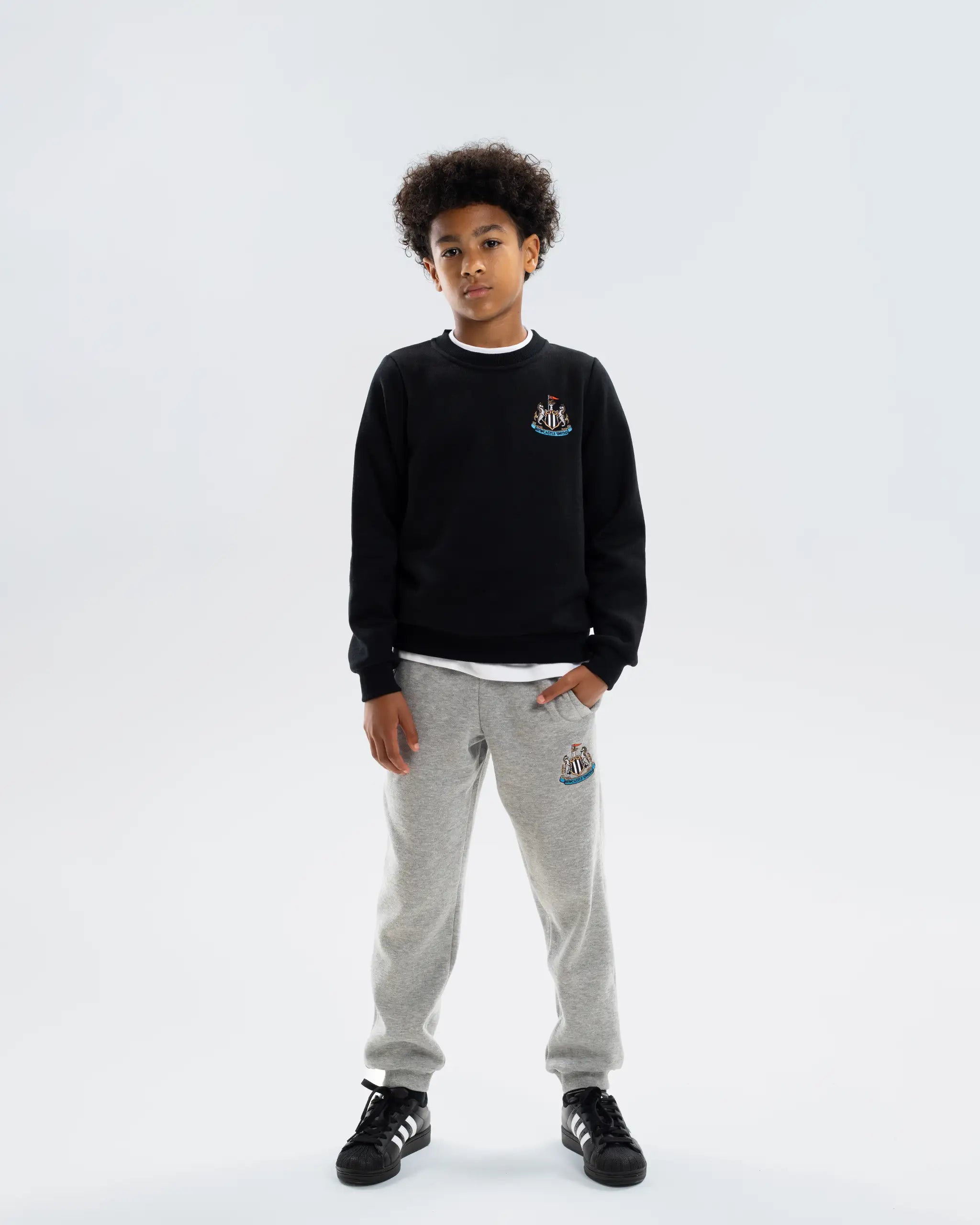 Newcastle United Kids' Essentials Range Black Crew Neck Sweater