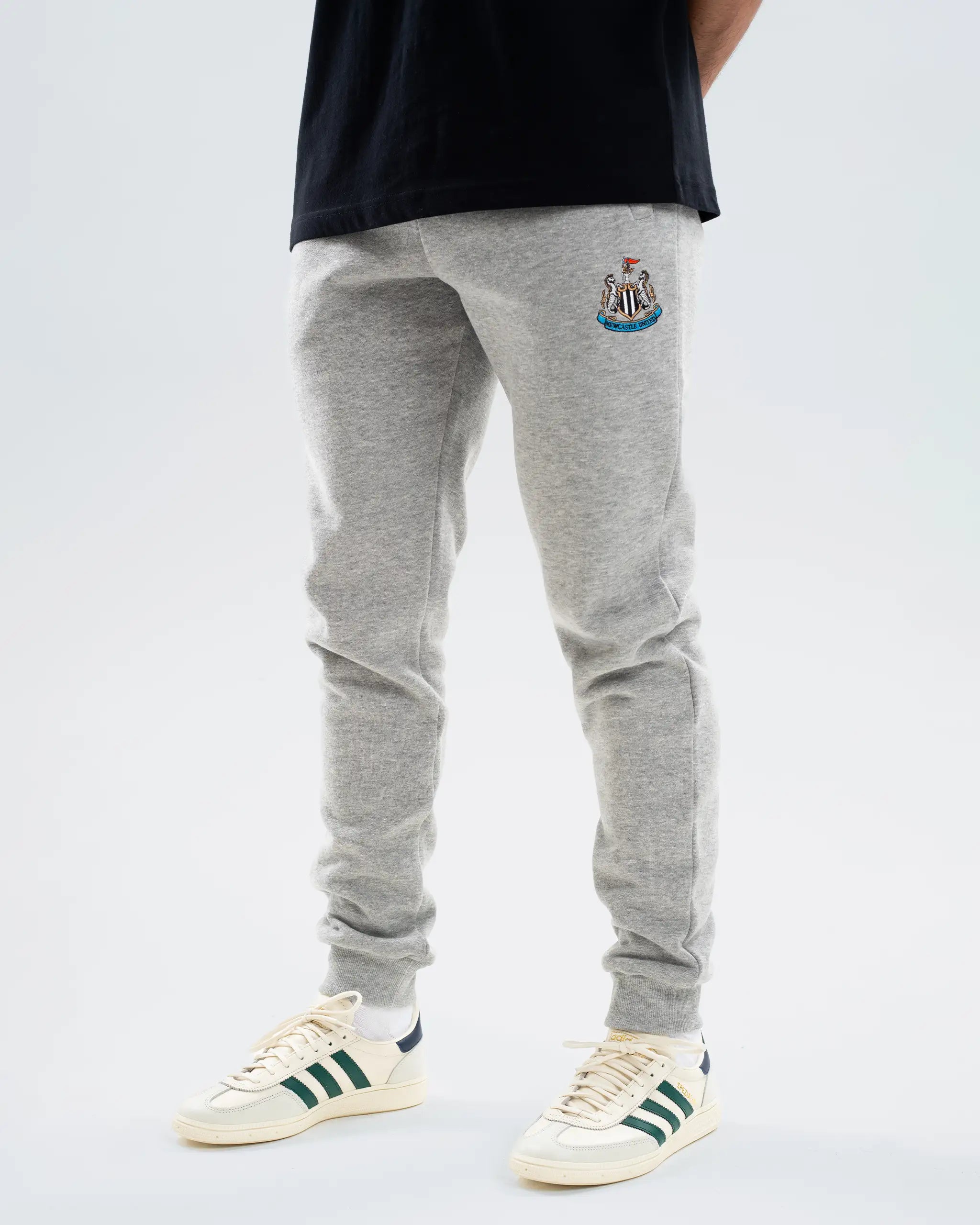 Newcastle United Men's Essentials Range Grey Fleece Jogger Bottoms