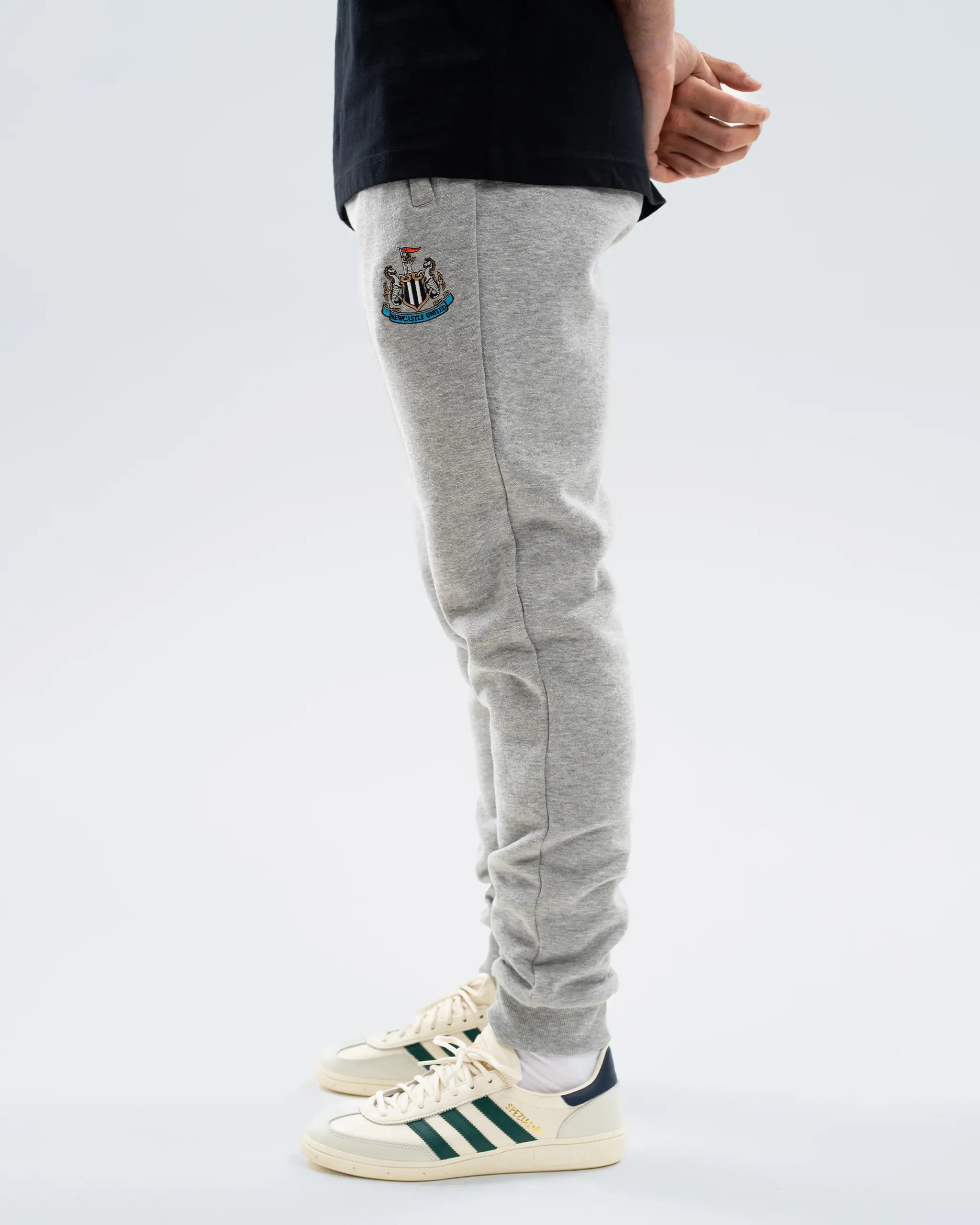 Newcastle United Men's Essentials Range Grey Fleece Jogger Bottoms