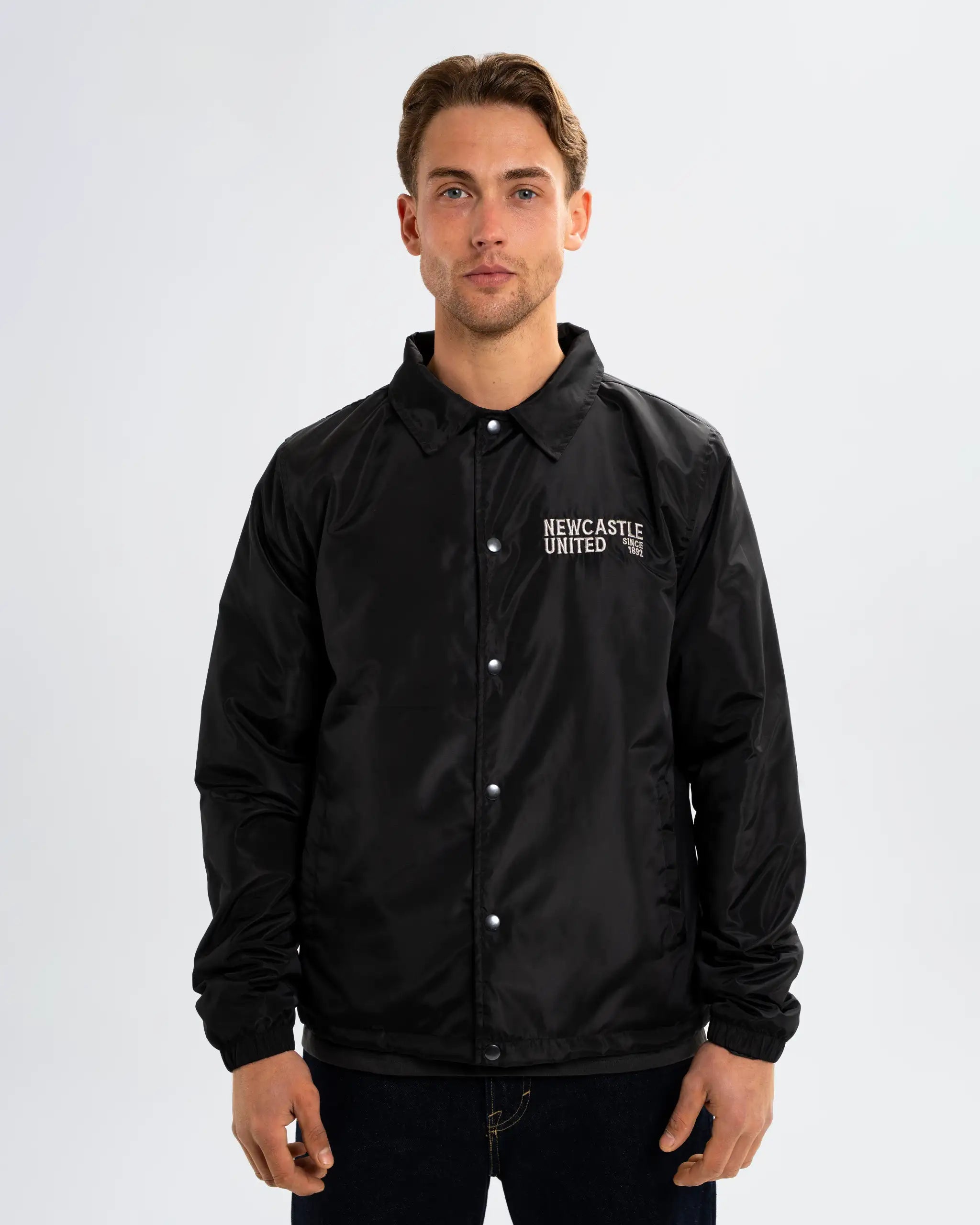 Newcastle United Men's Black Button Up Coach Jacket
