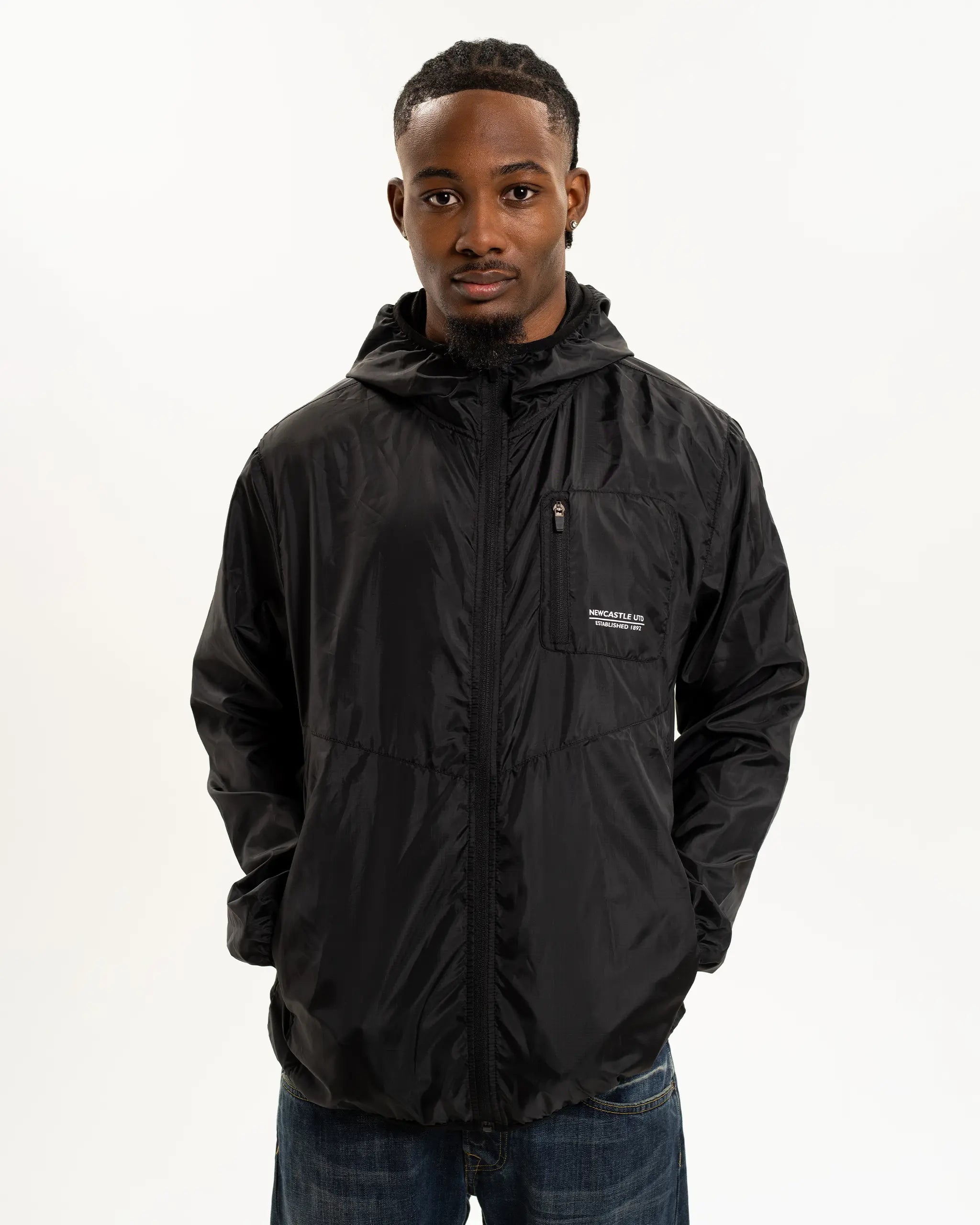Newcastle United Men's Lightweight Black Hooded Jacket