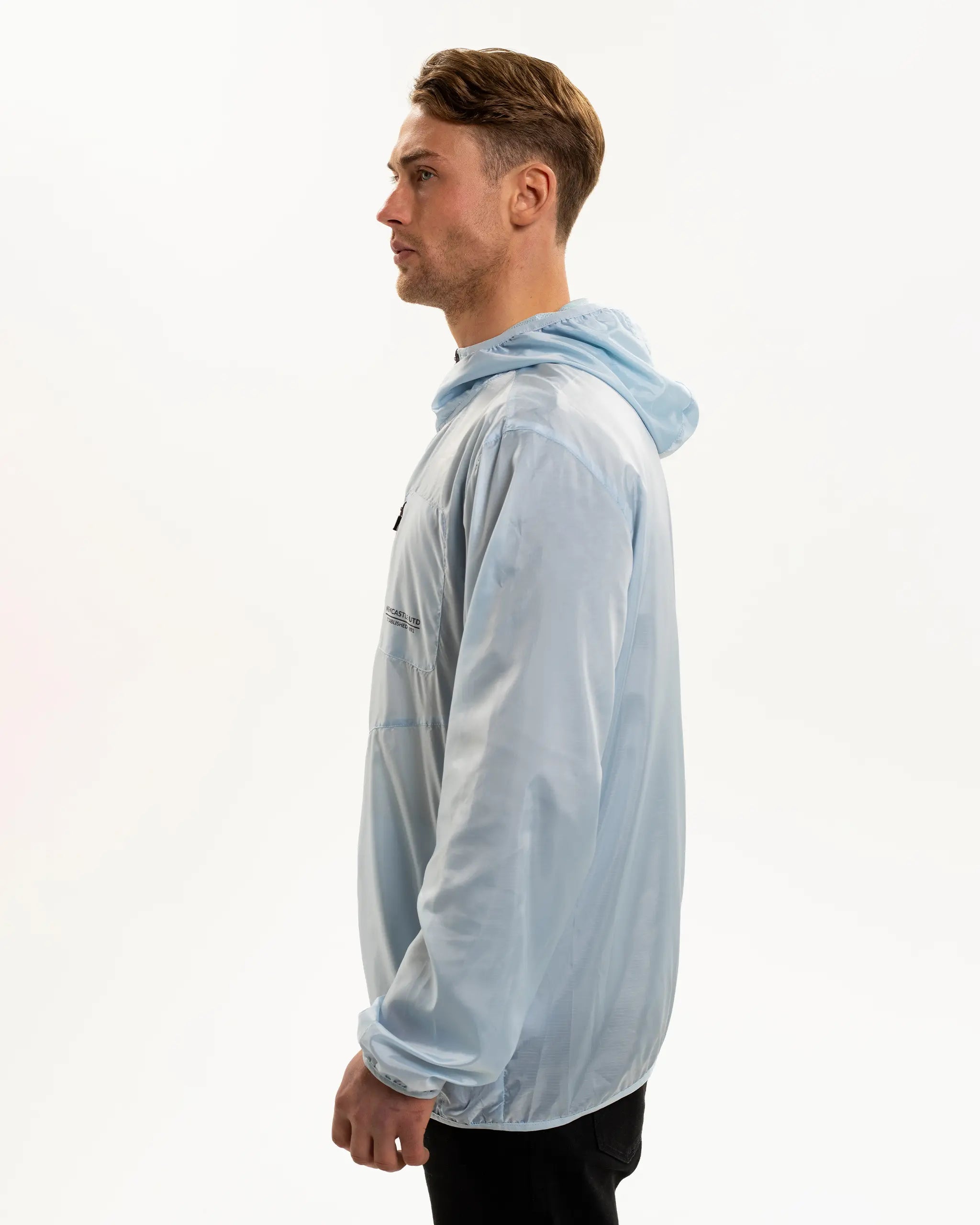 Newcastle United Men's Lightweight Light Blue Hooded Jacket