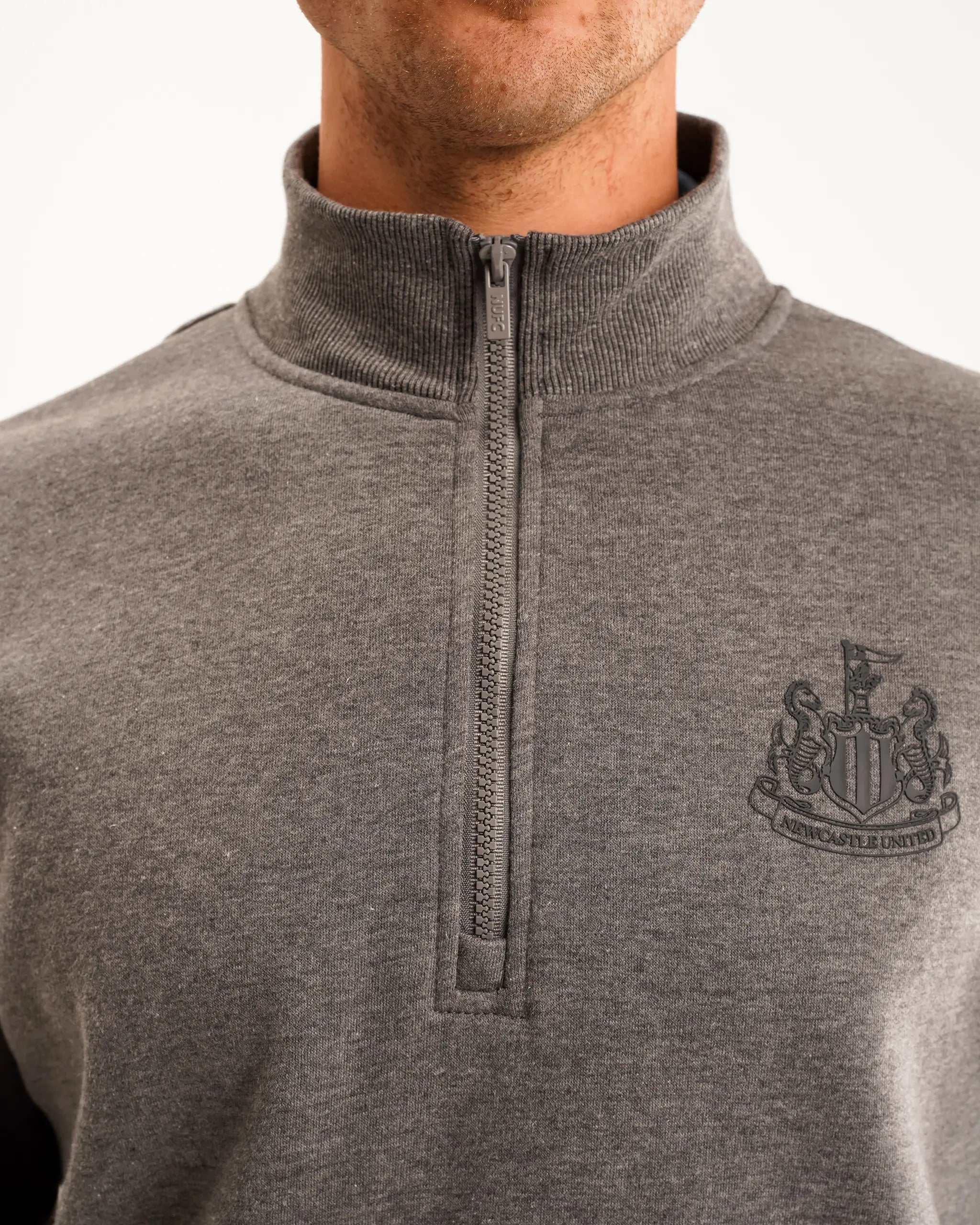 Newcastle United Men's Grey 1/4 Zip Sweatshirt