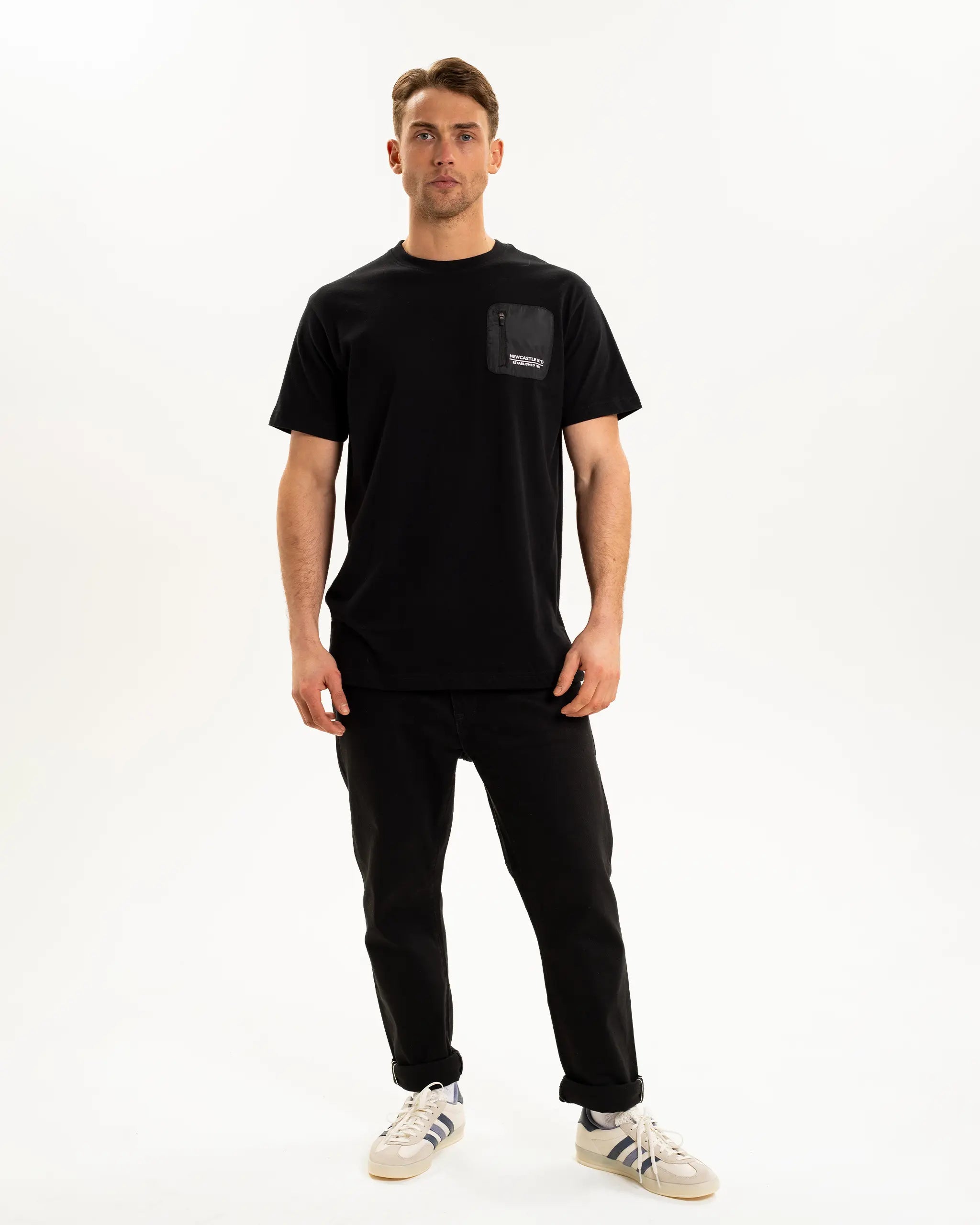 Newcastle United Men's Black Pocket Detailed T-Shirt