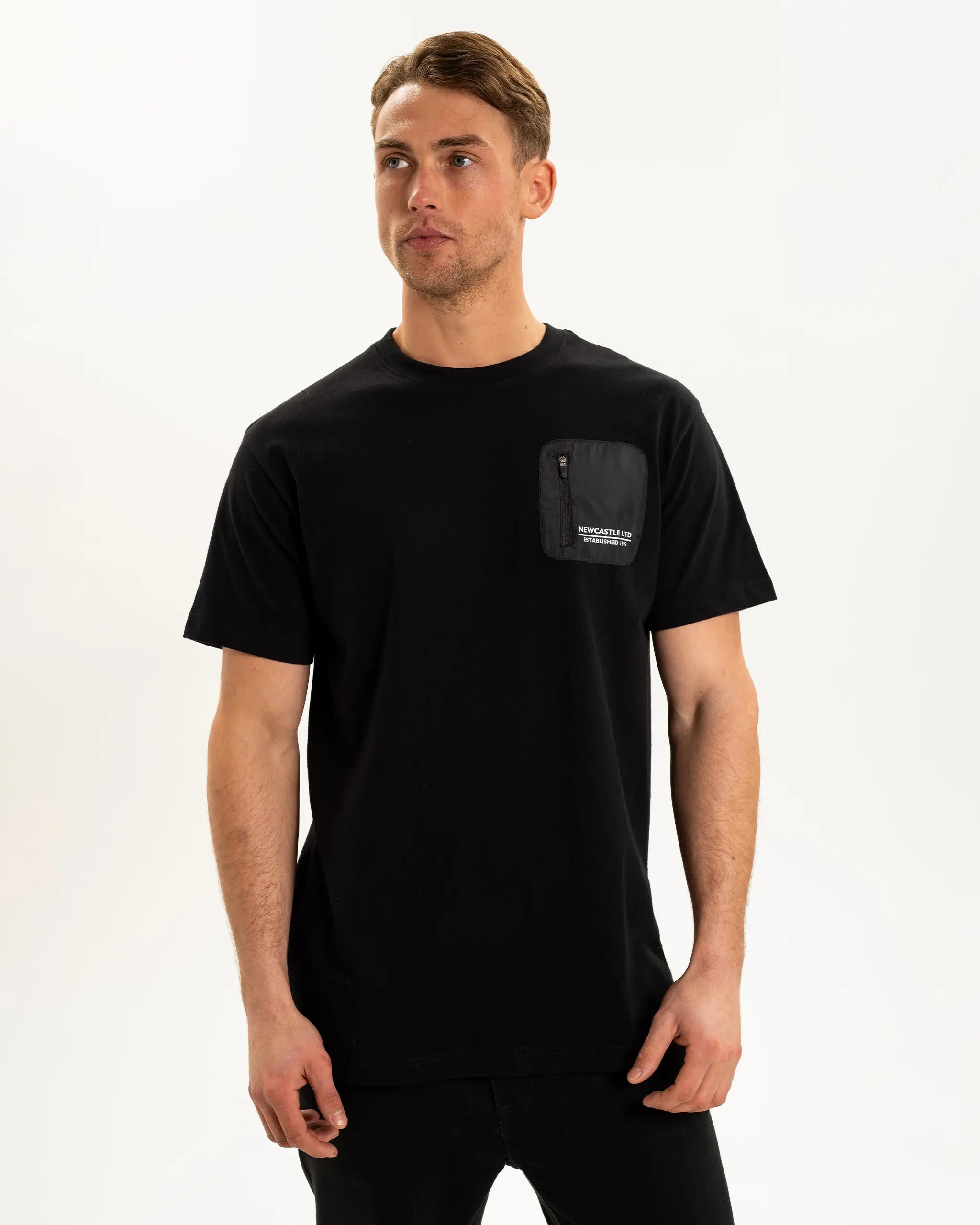 Newcastle United Men's Black Pocket Detailed T-Shirt