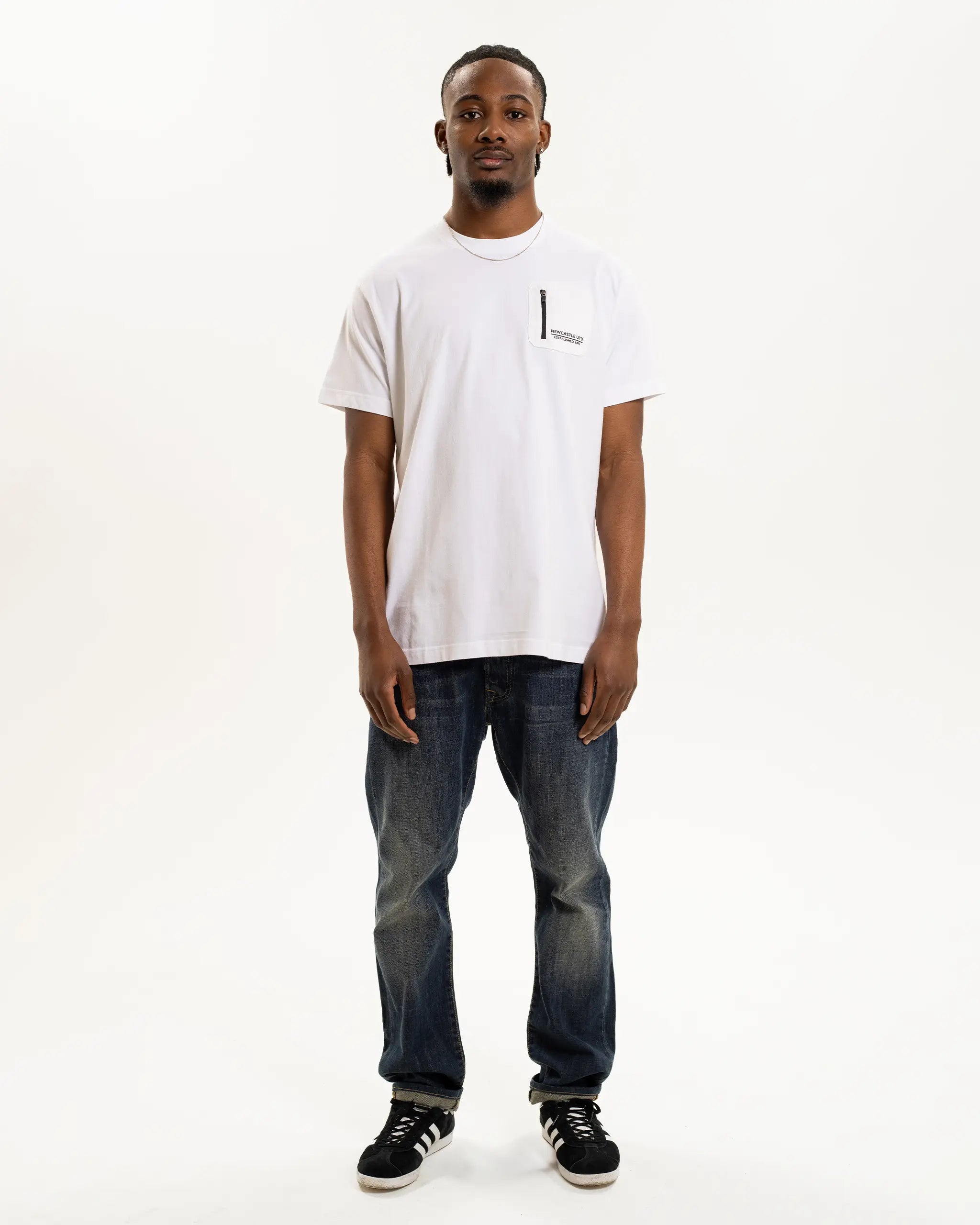 Newcastle United Men's White Pocket Detailed T-Shirt