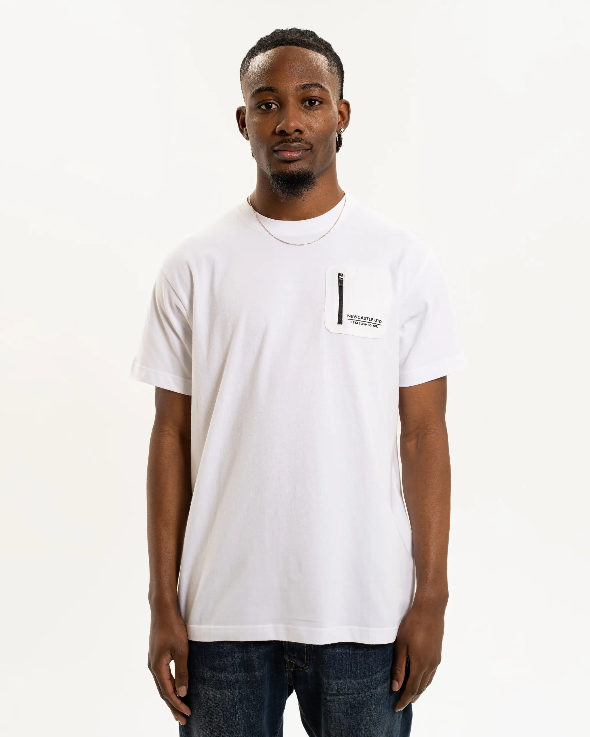 Newcastle United Men's White Pocket Detailed T-Shirt