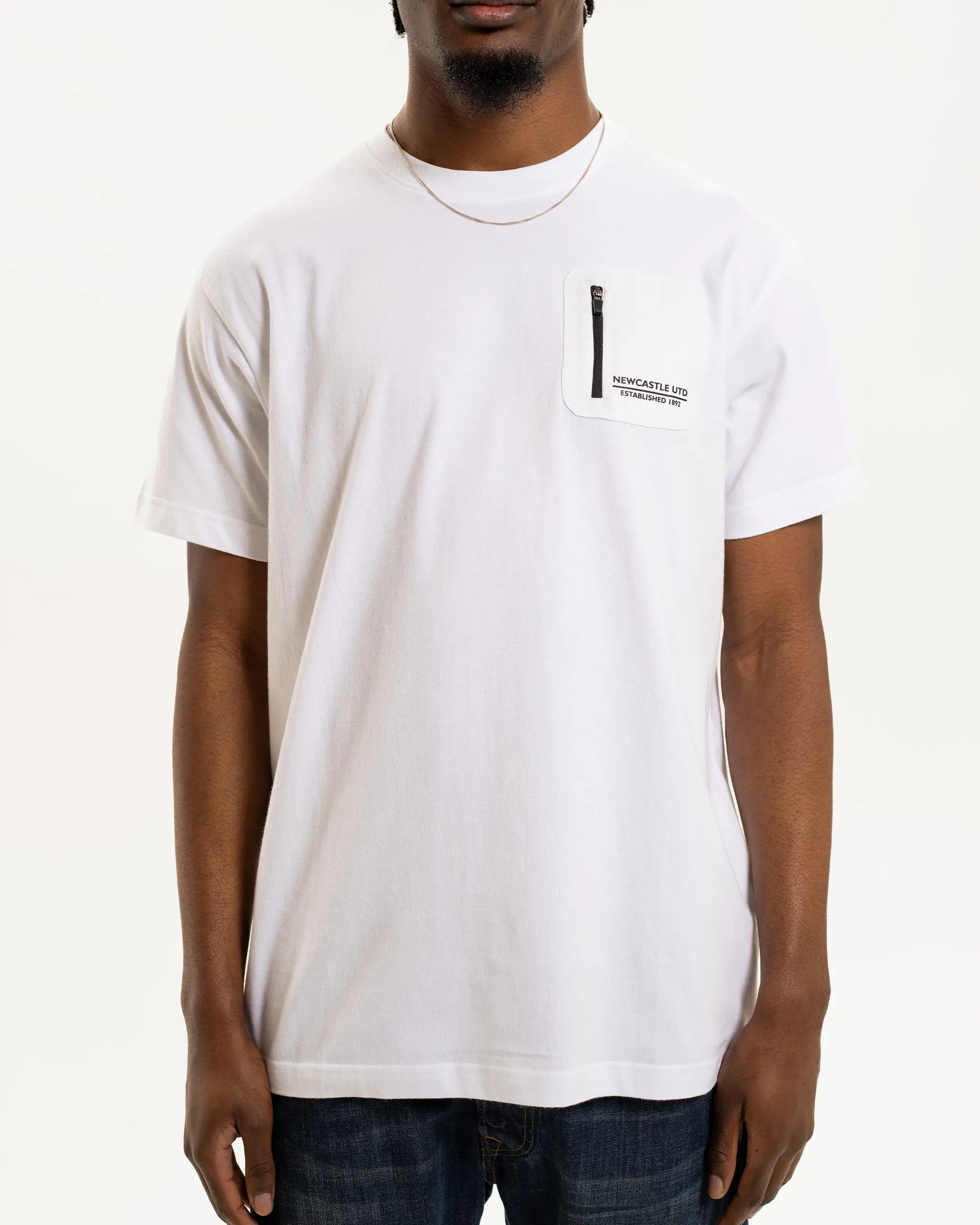 Newcastle United Men's White Pocket Detailed T-Shirt