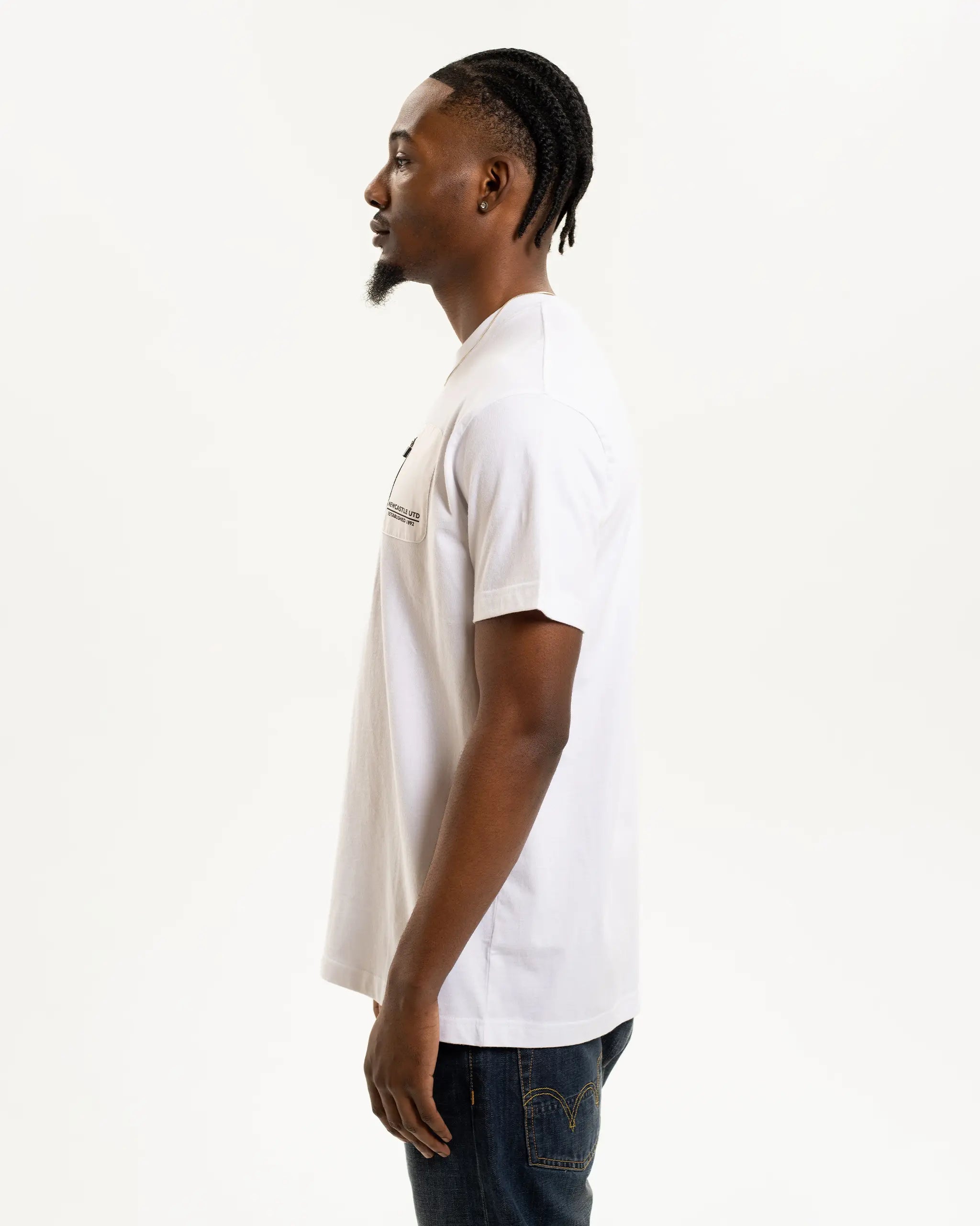 Newcastle United Men's White Pocket Detailed T-Shirt