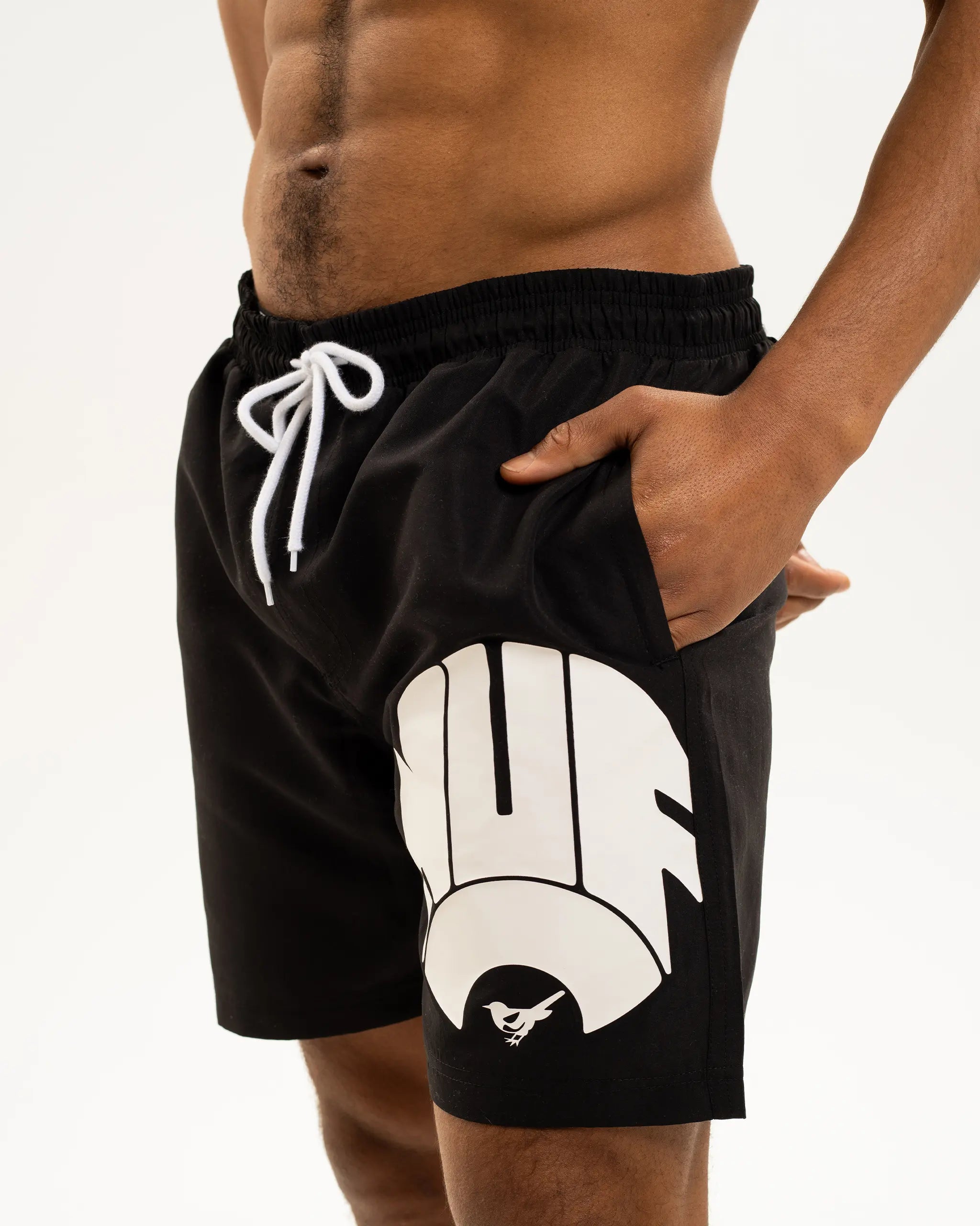 Newcastle United Men's Black Retro Crest Swim Shorts