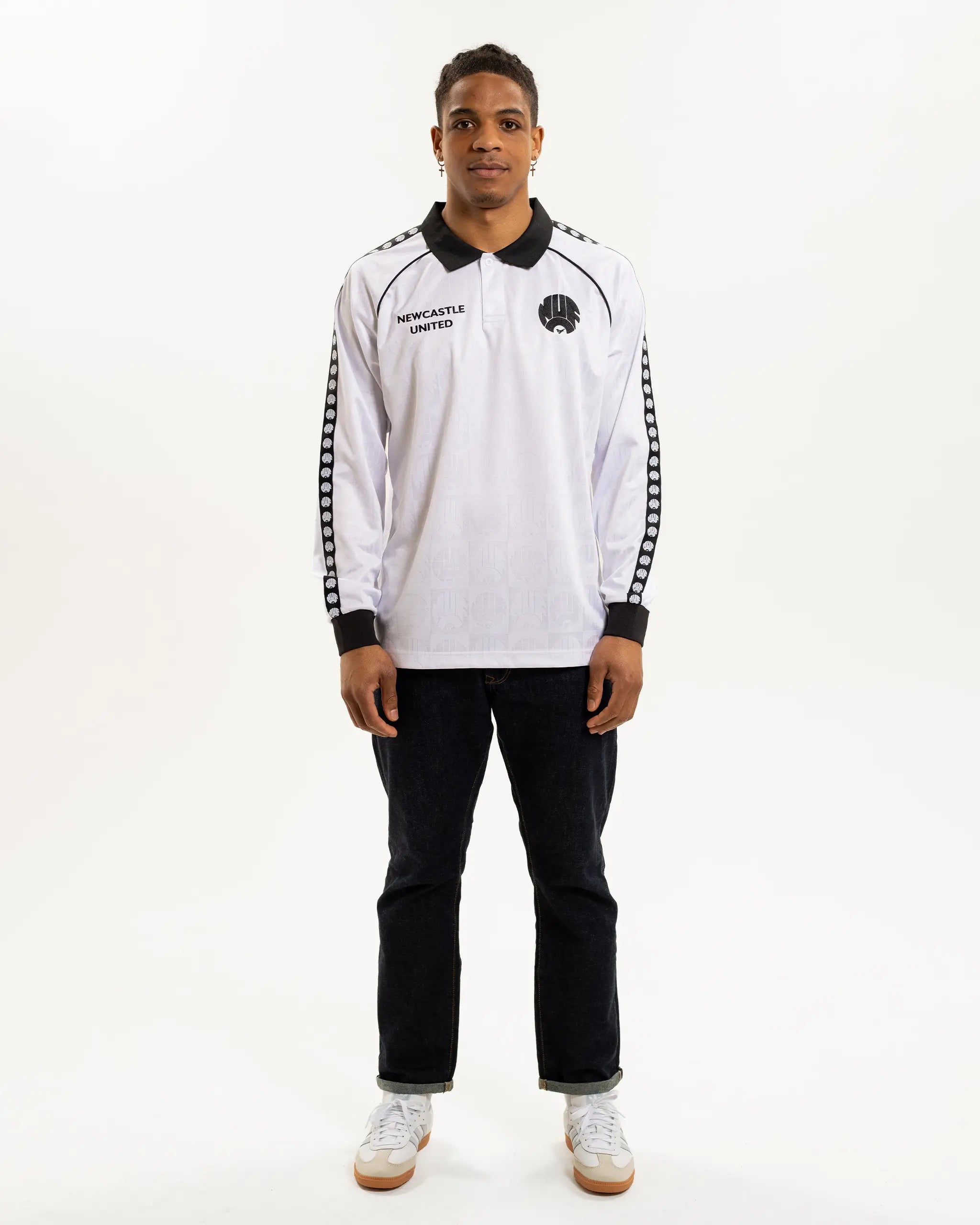 Newcastle United Men's White Long Sleeve Polo Shirt