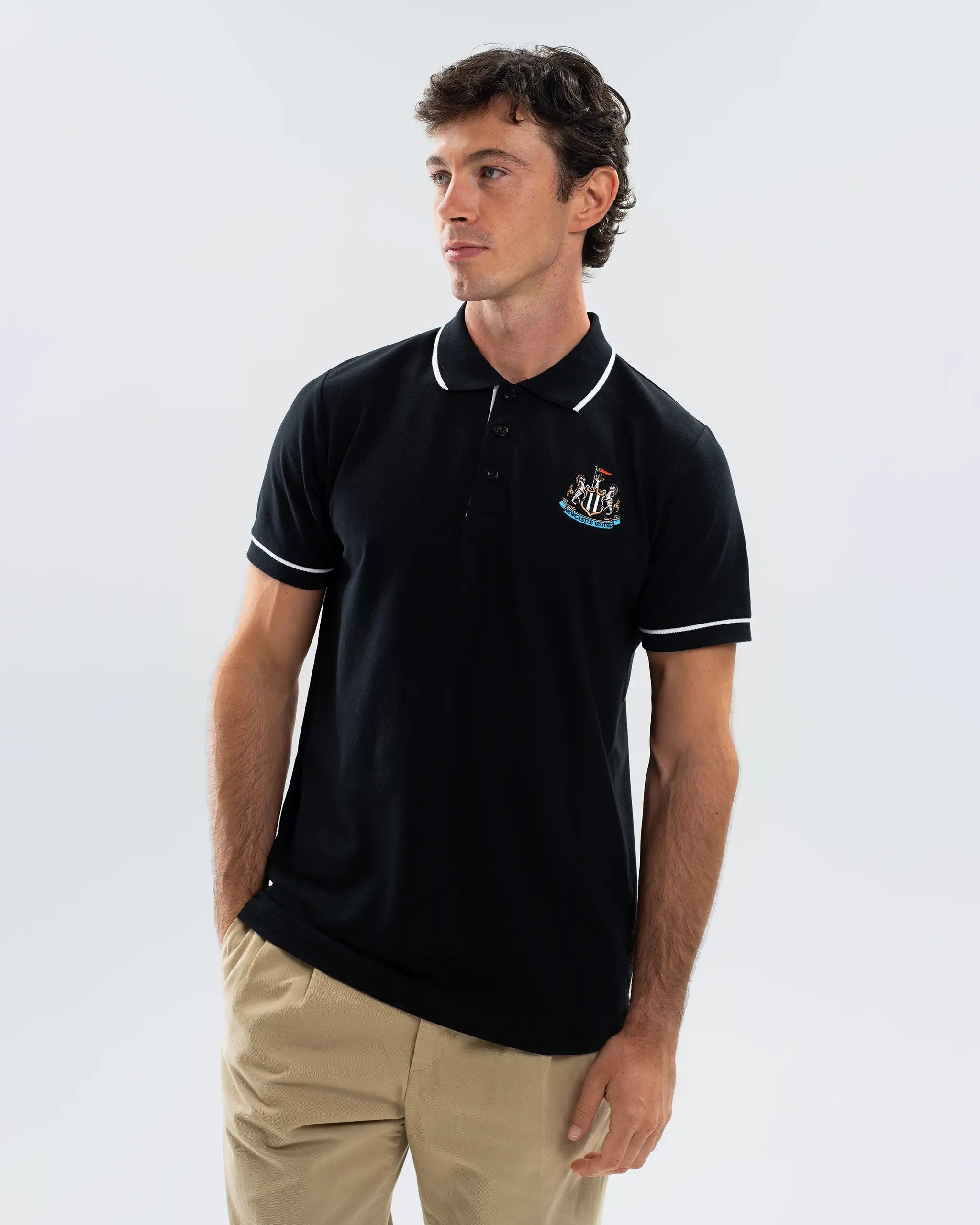 Newcastle United Men's Essentials Range Black Polo Shirt