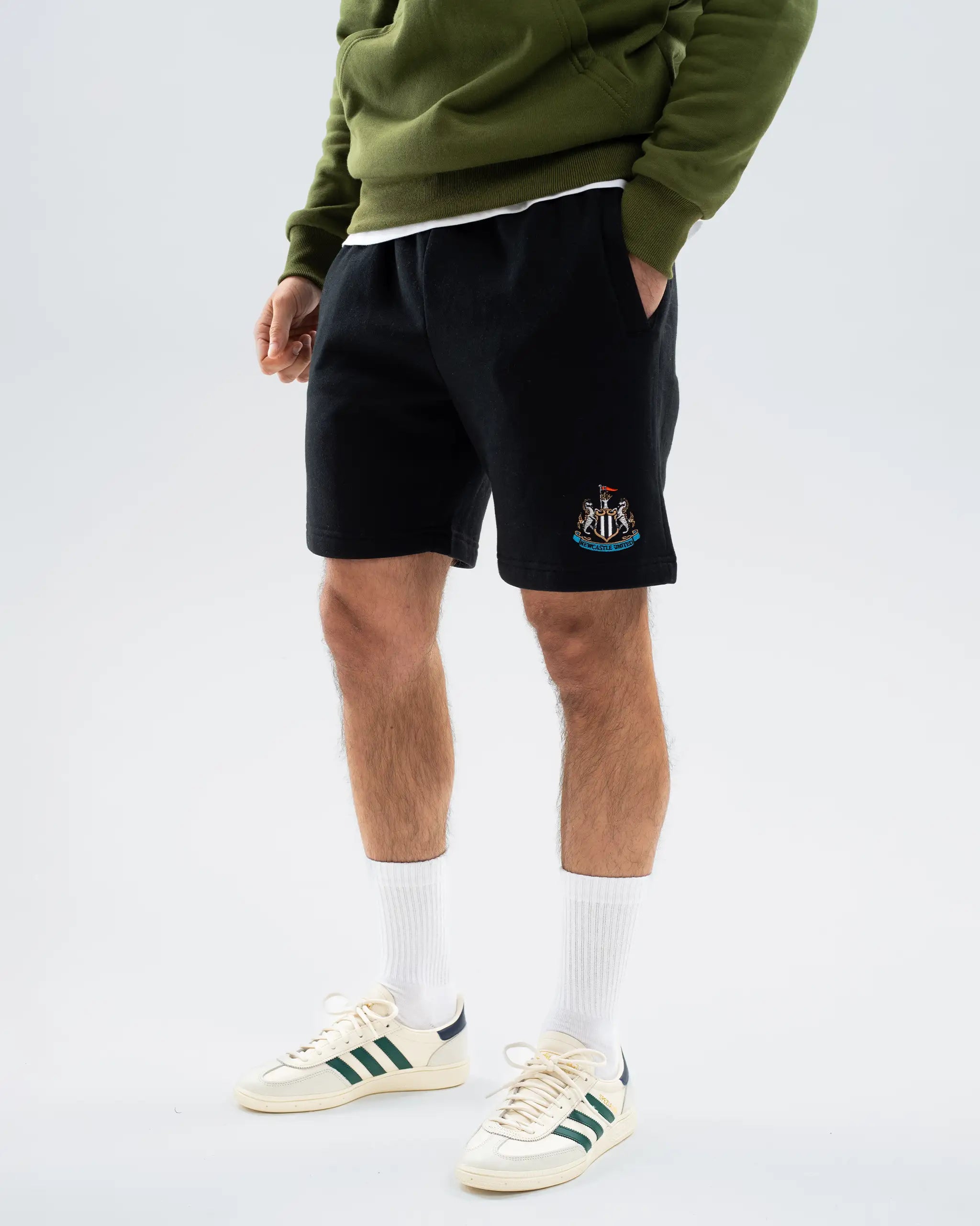 Newcastle United Men's Essentials Range Black Fleece Shorts