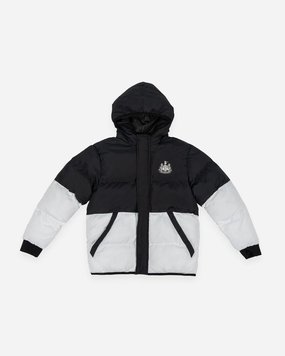 Newcastle United Kids' Black & White Colourblock Puffer Jacket