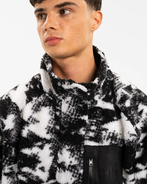 Newcastle United Men's Black & White Pocket Teddy Printed Fleece Jacket