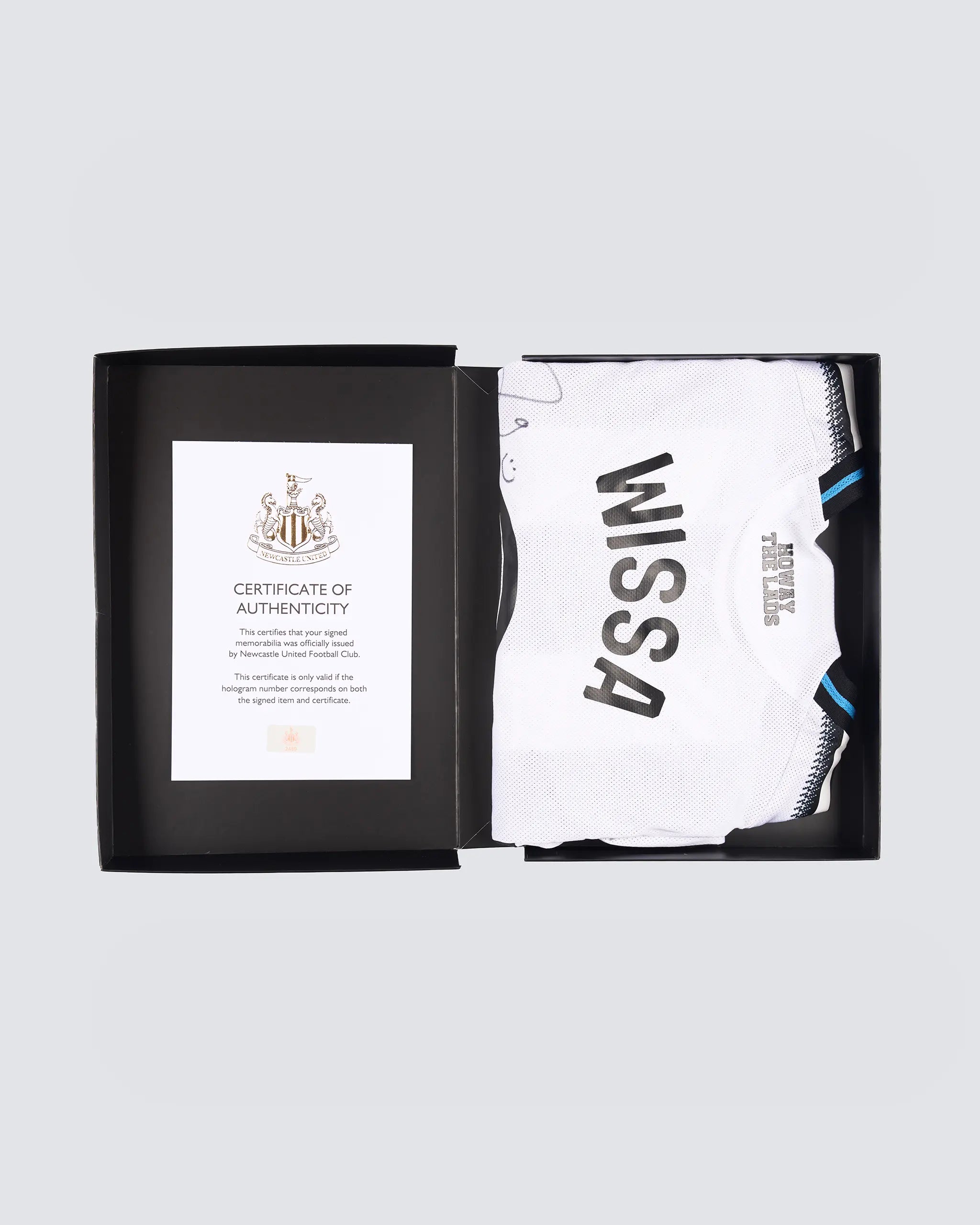 Newcastle United WISSA 25/26 Boxed Signed Home Gold Carabao Cup Patch Shirt