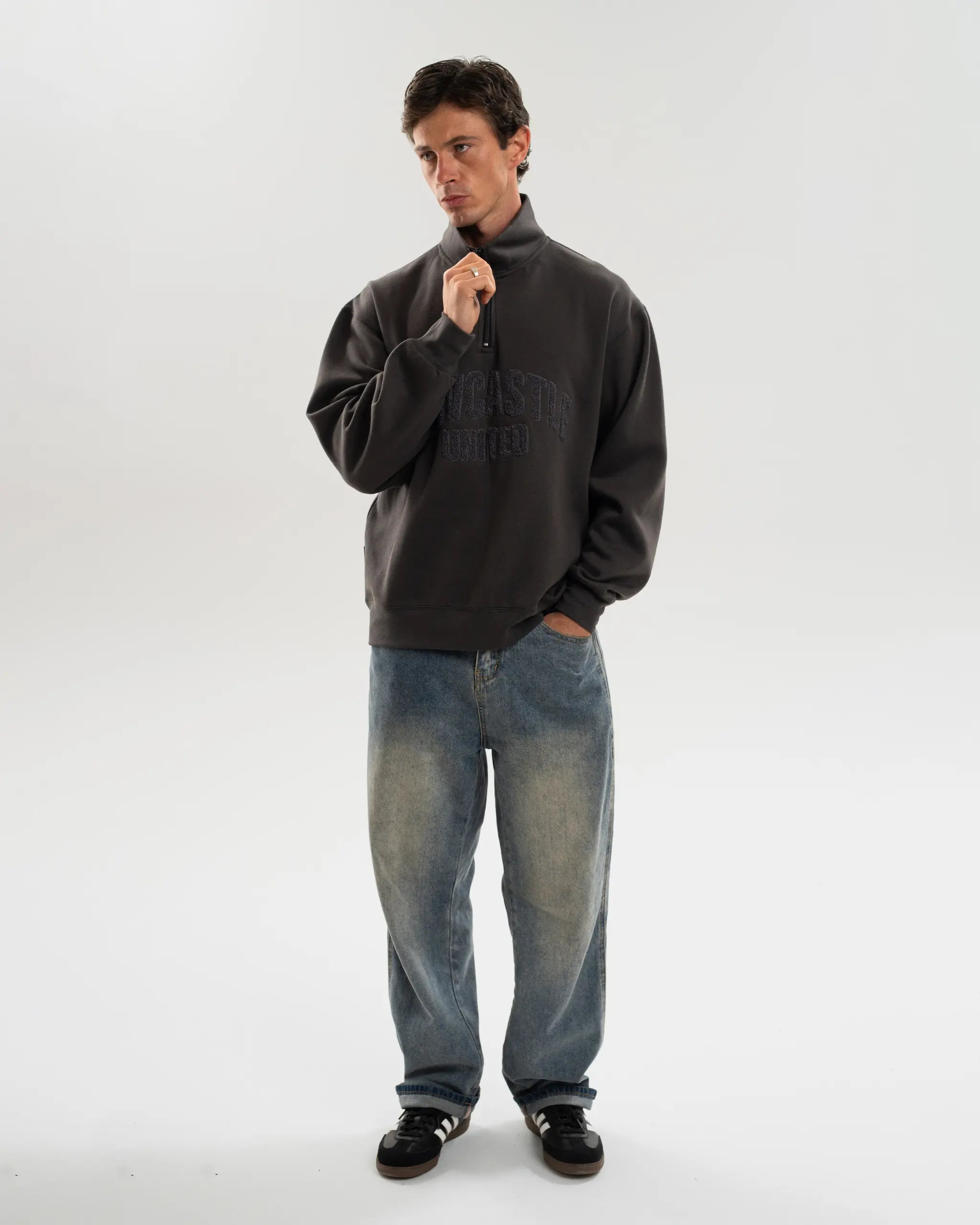 Newcastle United 1/4 Zip Tonal Sweater