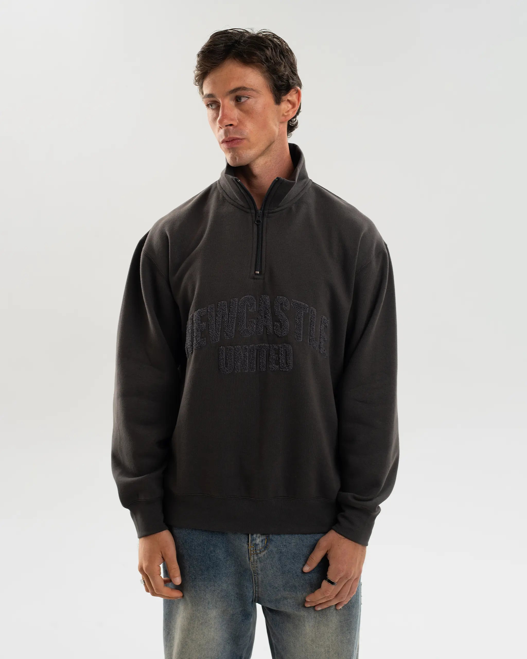 Newcastle United 1/4 Zip Tonal Sweater