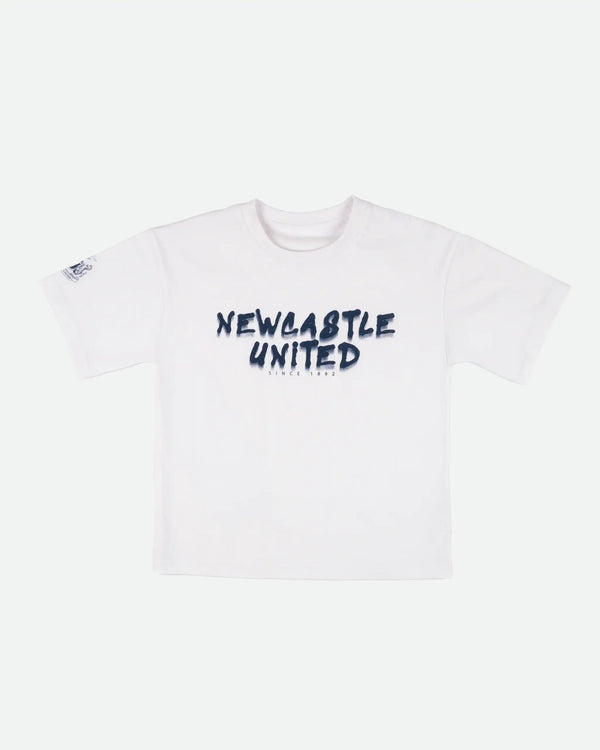 Newcastle United Boy's White Graffiti Print T-Shirt